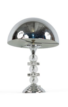 French Art Deco Table Lamp, Chrome & Glass, Unique Design, 1940s