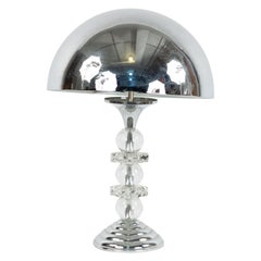 French Midcentury Chrome and Glass Table Lamp