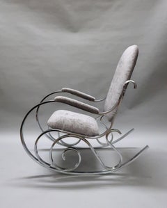 French Midcentury Chrome Rocking Chair by Maison Jansen