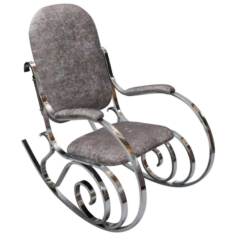 Chrome Rocking Chairs French Midcentury Chrome Rocking Chair by Maison Jansen For Sale at 1stDibs