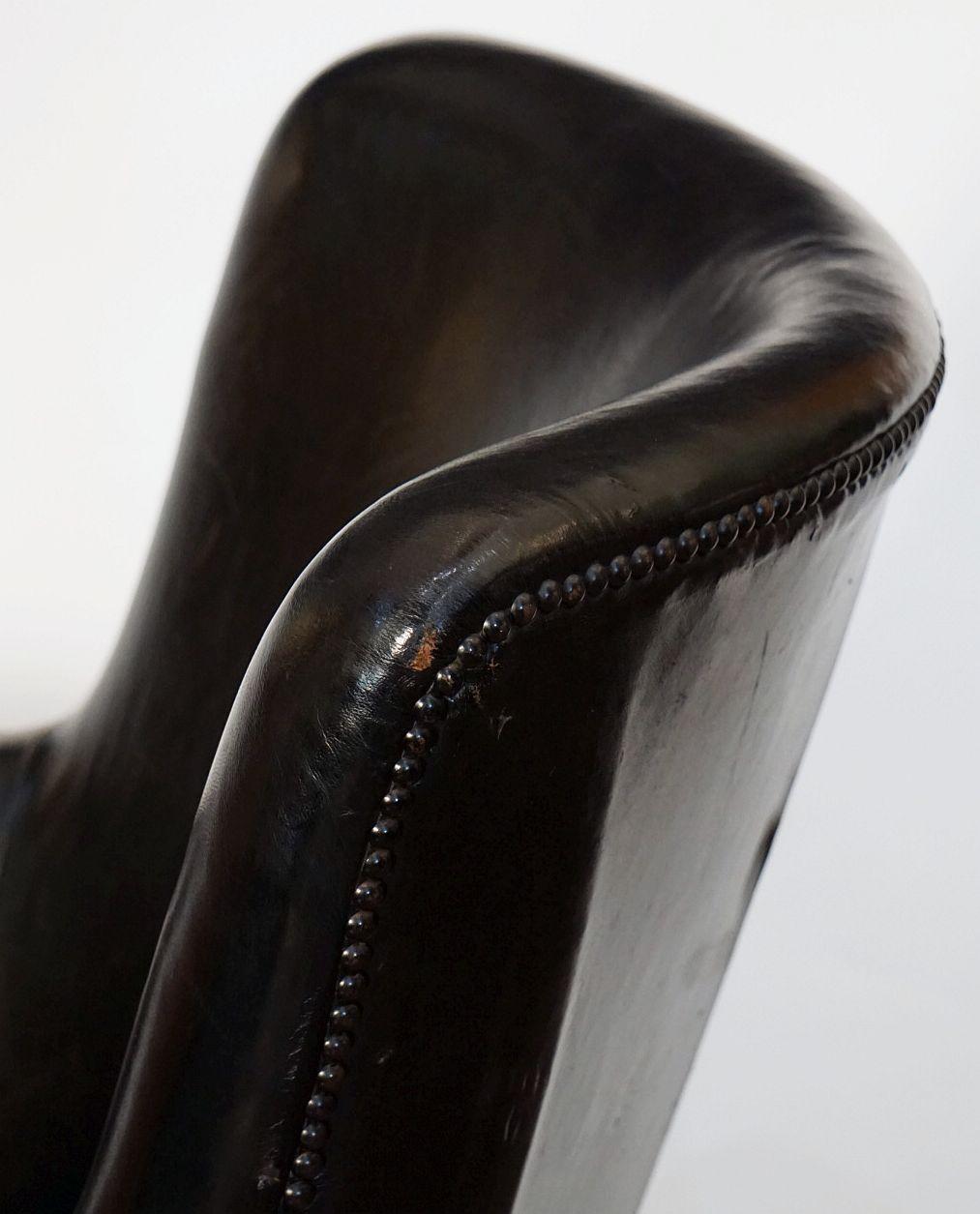 French Mid-Century Club or Lounge Chairs of Black Leather 7