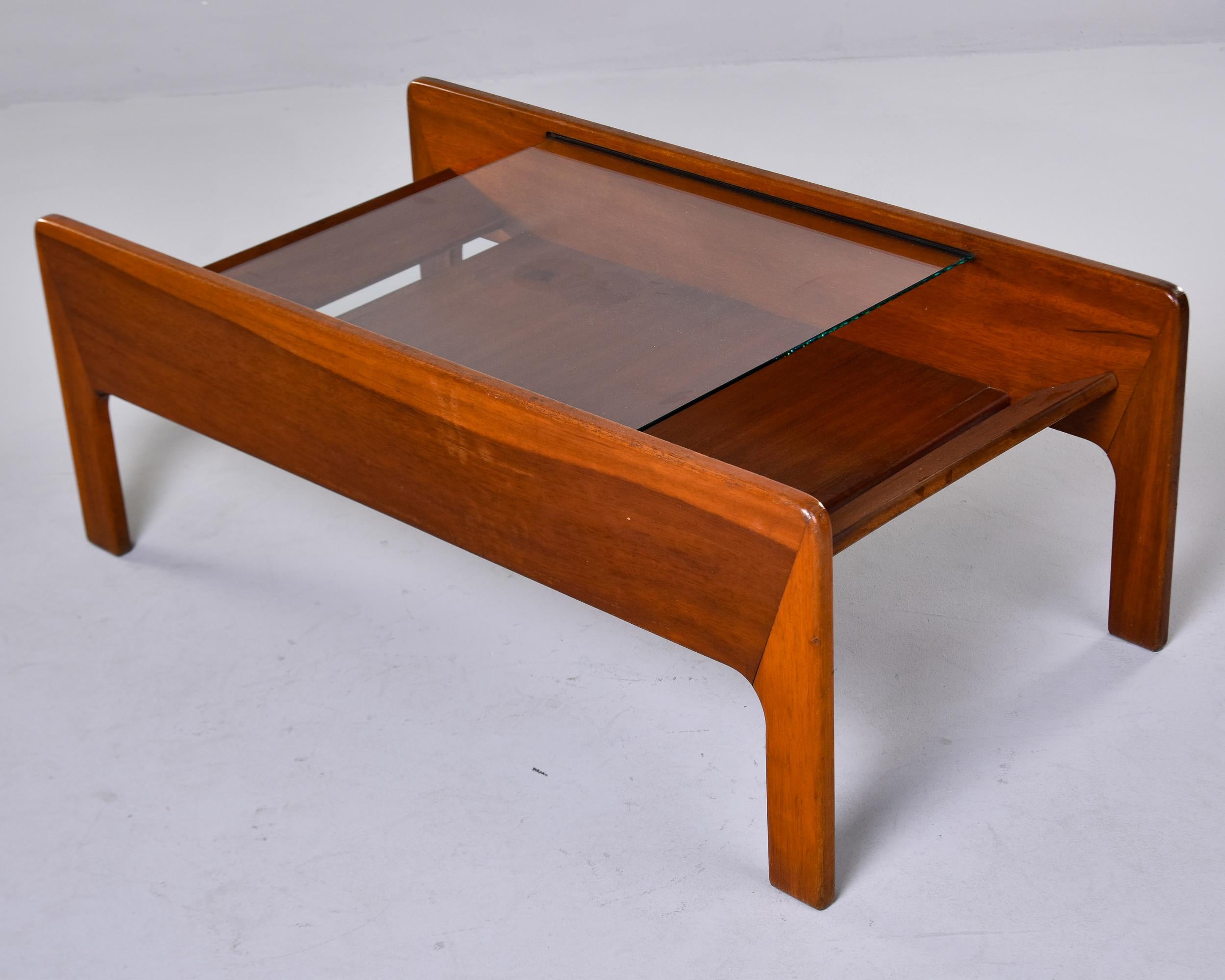 French Midcentury Coffee Table with Insert Glass Top For Sale 5