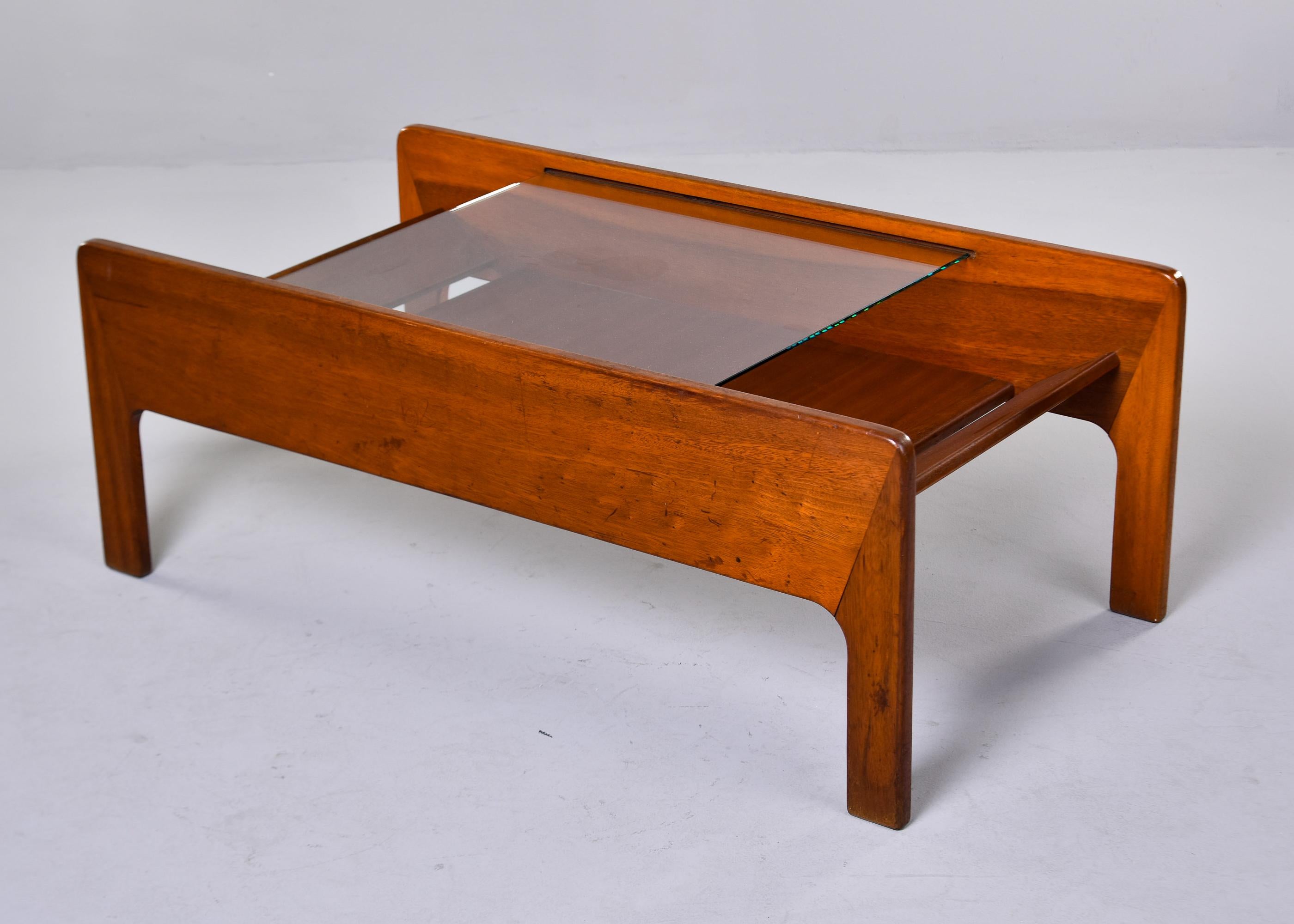 Mid-Century Modern French Midcentury Coffee Table with Insert Glass Top For Sale