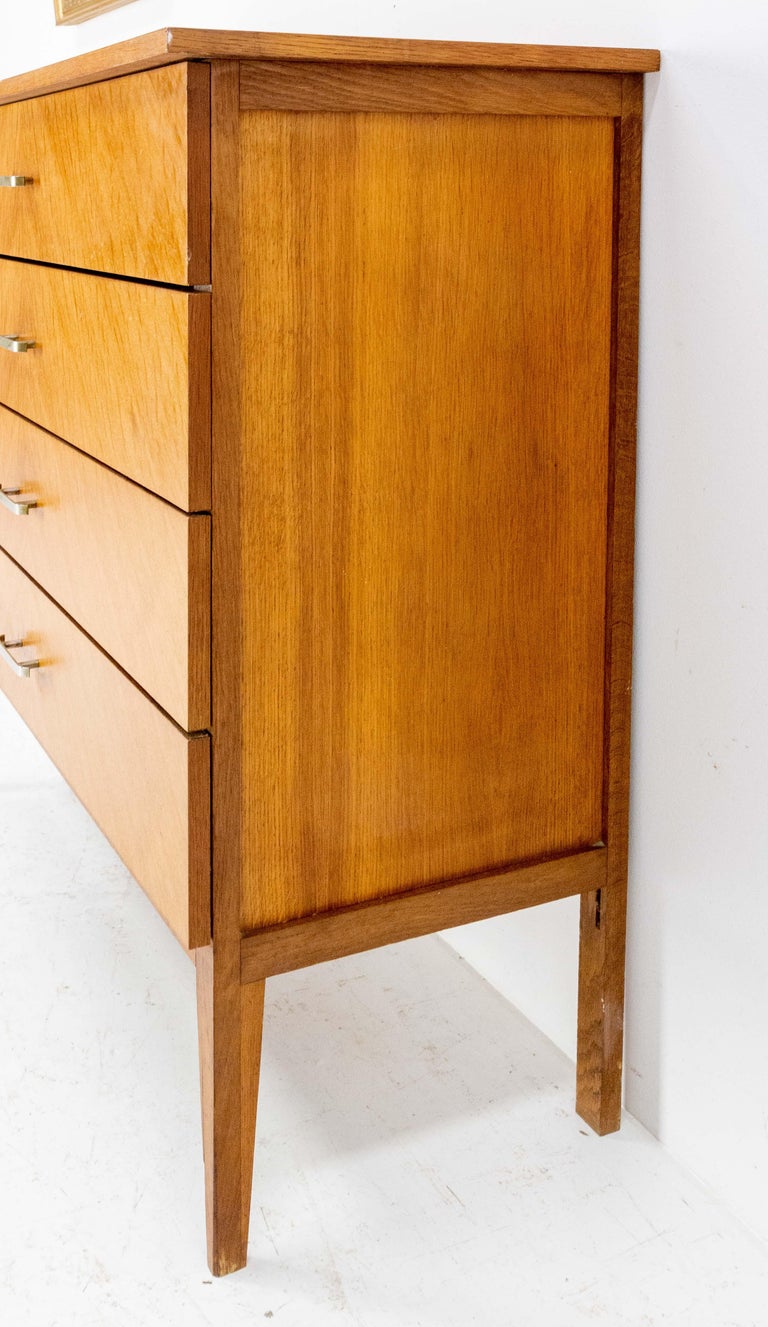 French MidCentury Commode Chest of Drawers, Oak Veneer, circa 1950 For