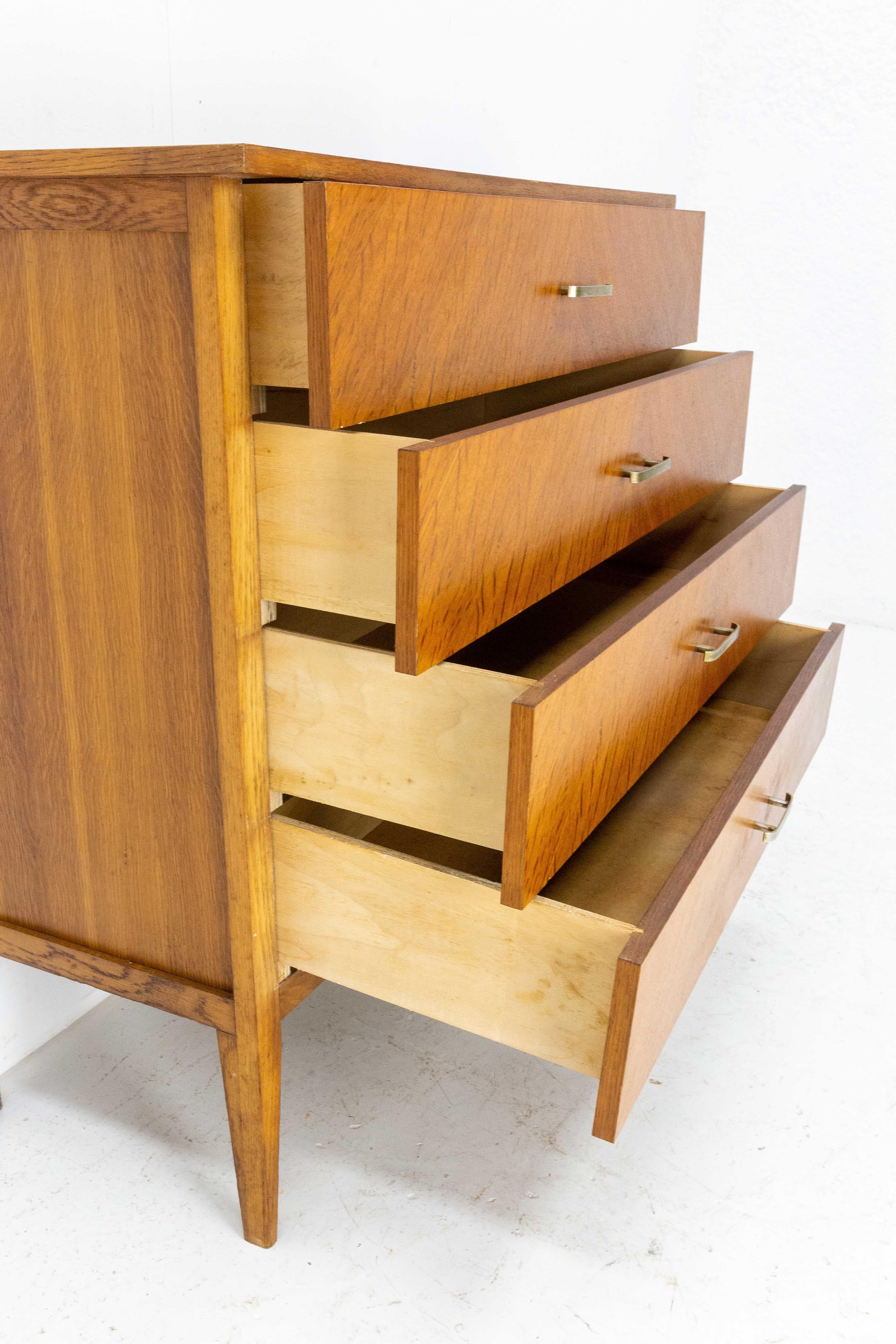 French Mid-Century Commode Chest of Drawers, Oak Veneer, circa 1950 2