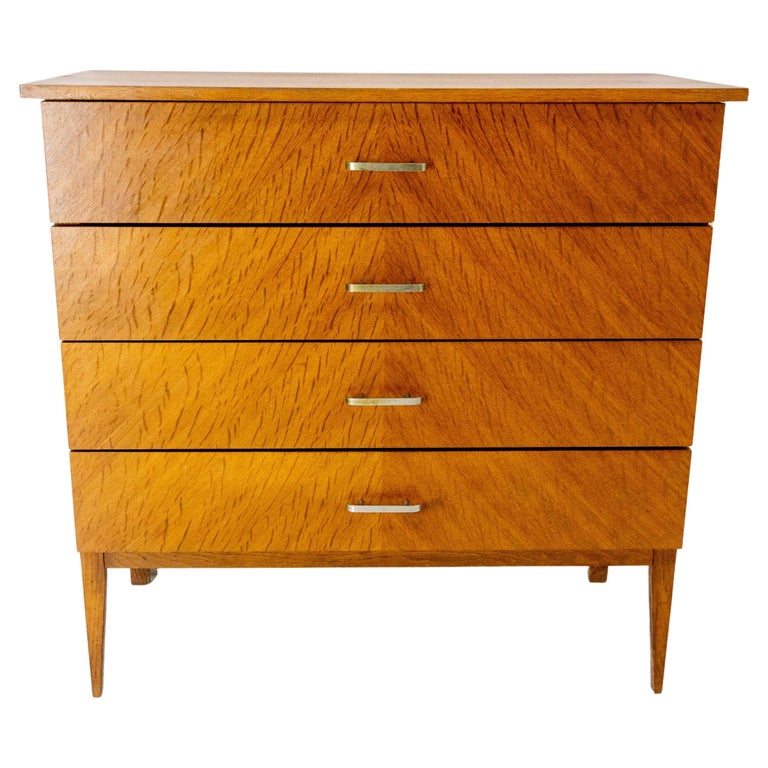 French MidCentury Commode Chest of Drawers, Oak Veneer, circa 1950 For