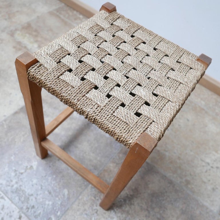 French Midcentury Cord Stool or Side Table For Sale at 1stDibs