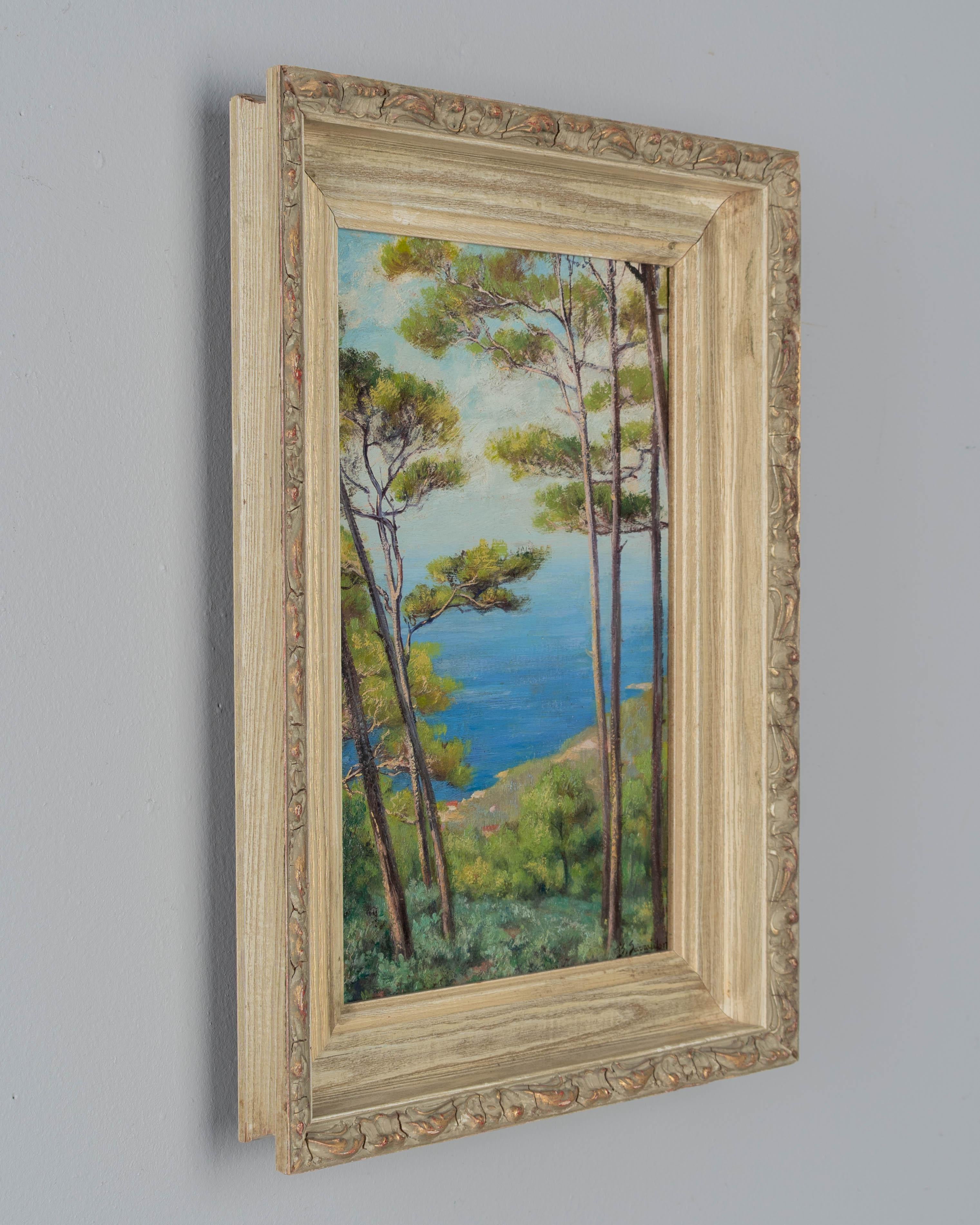 Hand-Painted French Mid Century Côte d'Azur Painting For Sale