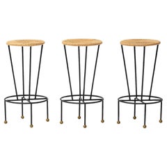 French Mid Century Counter Stools, 1960 - Set of 3