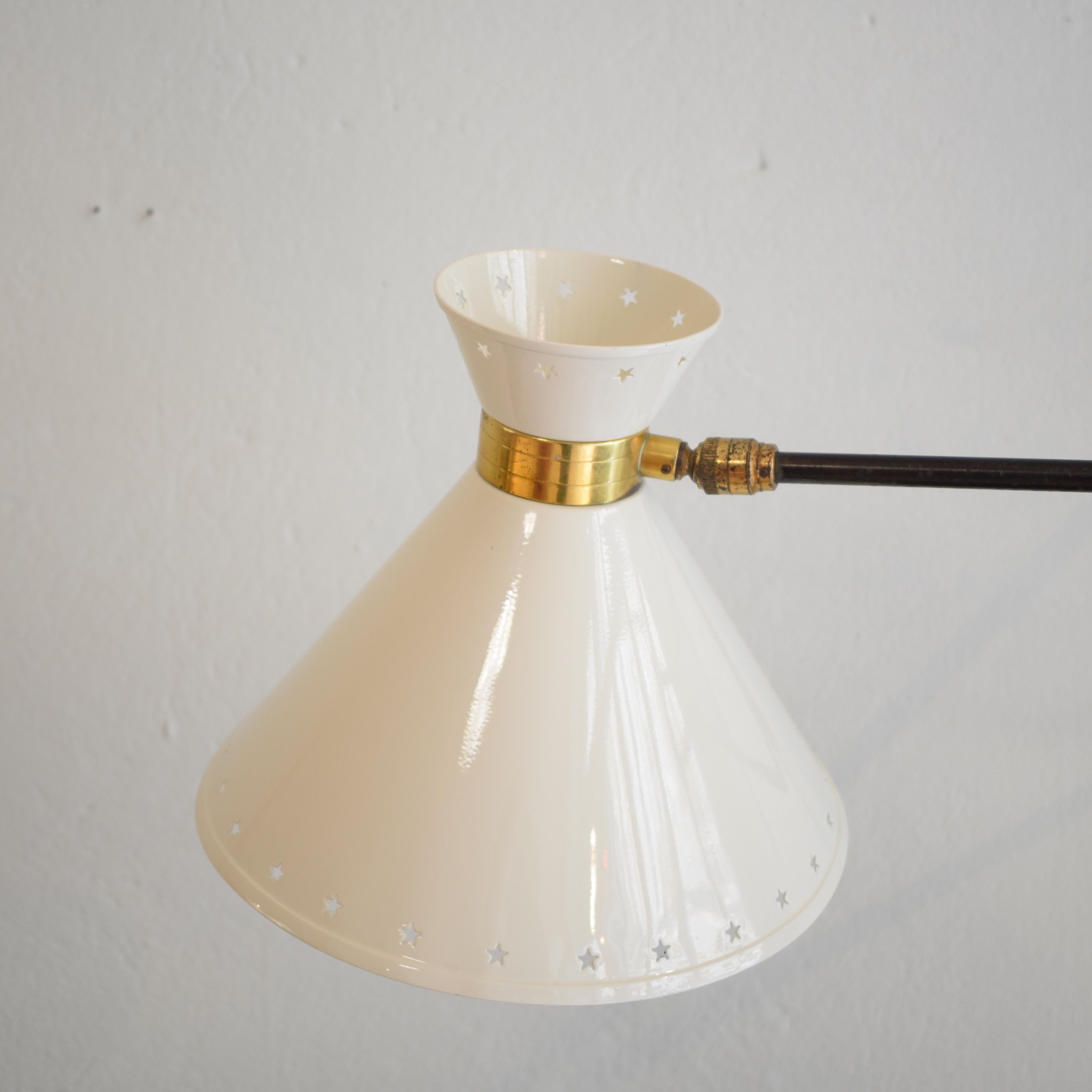 Mid-20th Century French Midcentury Creme Swing Arm Wall Light Lamp by Rene Mathieu / Lunel, 1950