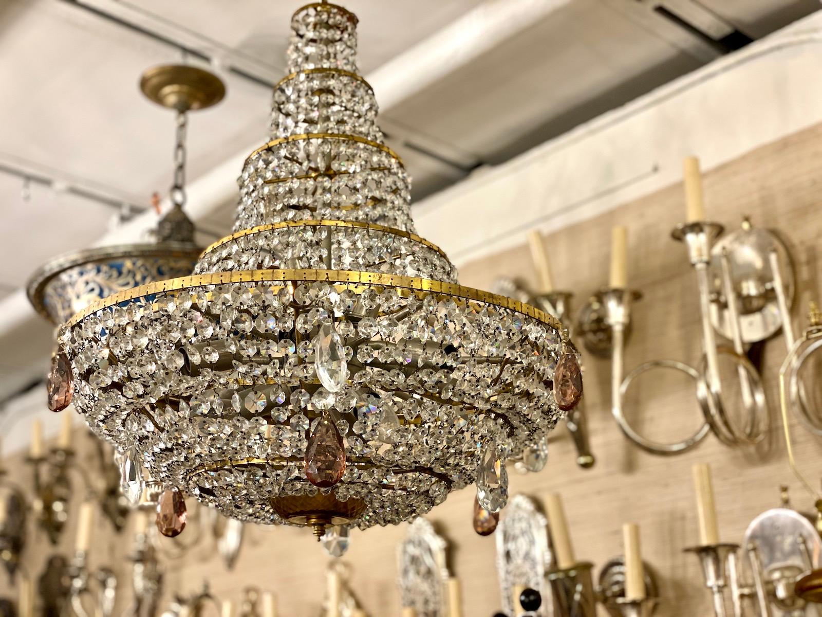 French Mid Century Crystal Chandelier 1