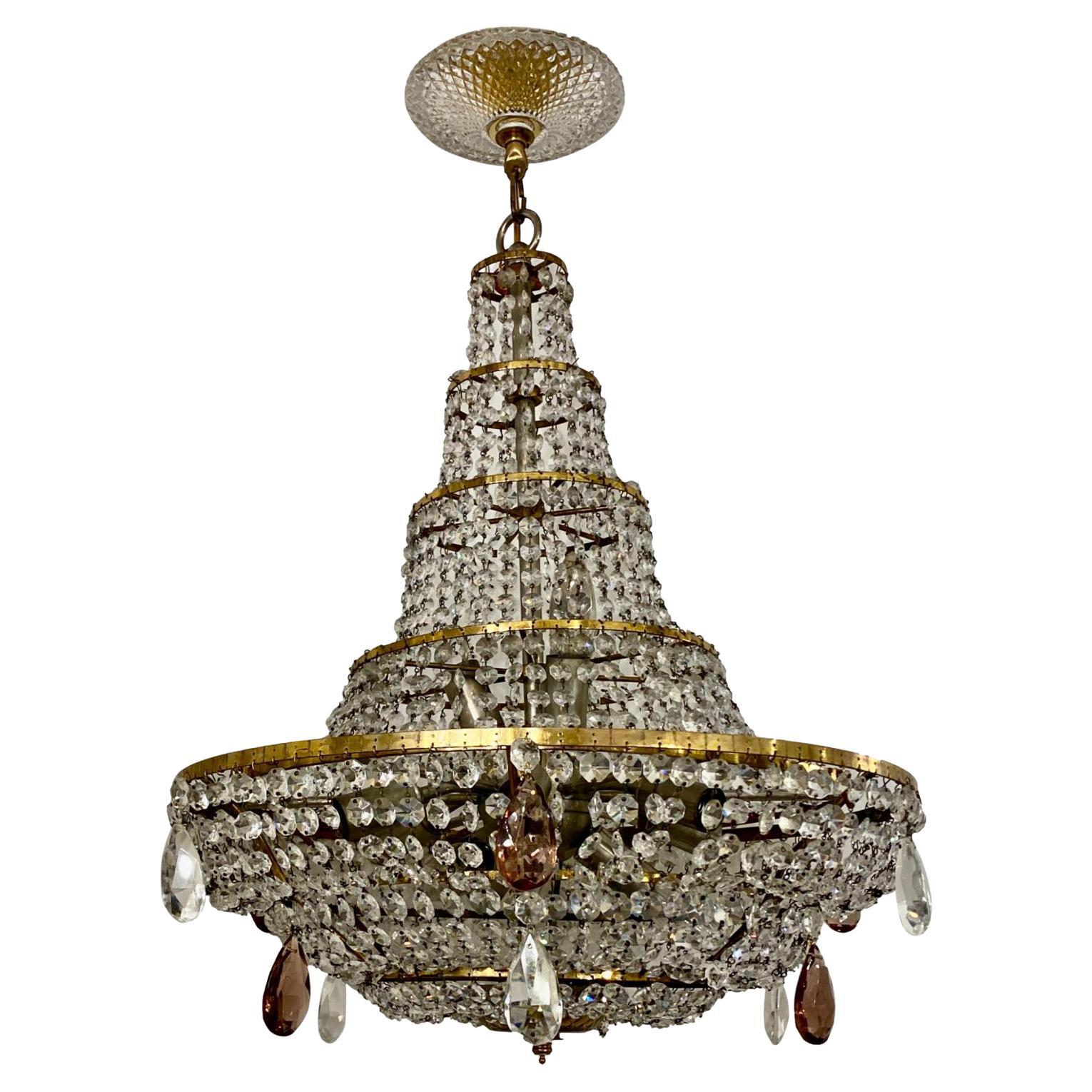 French Mid Century Crystal Chandelier