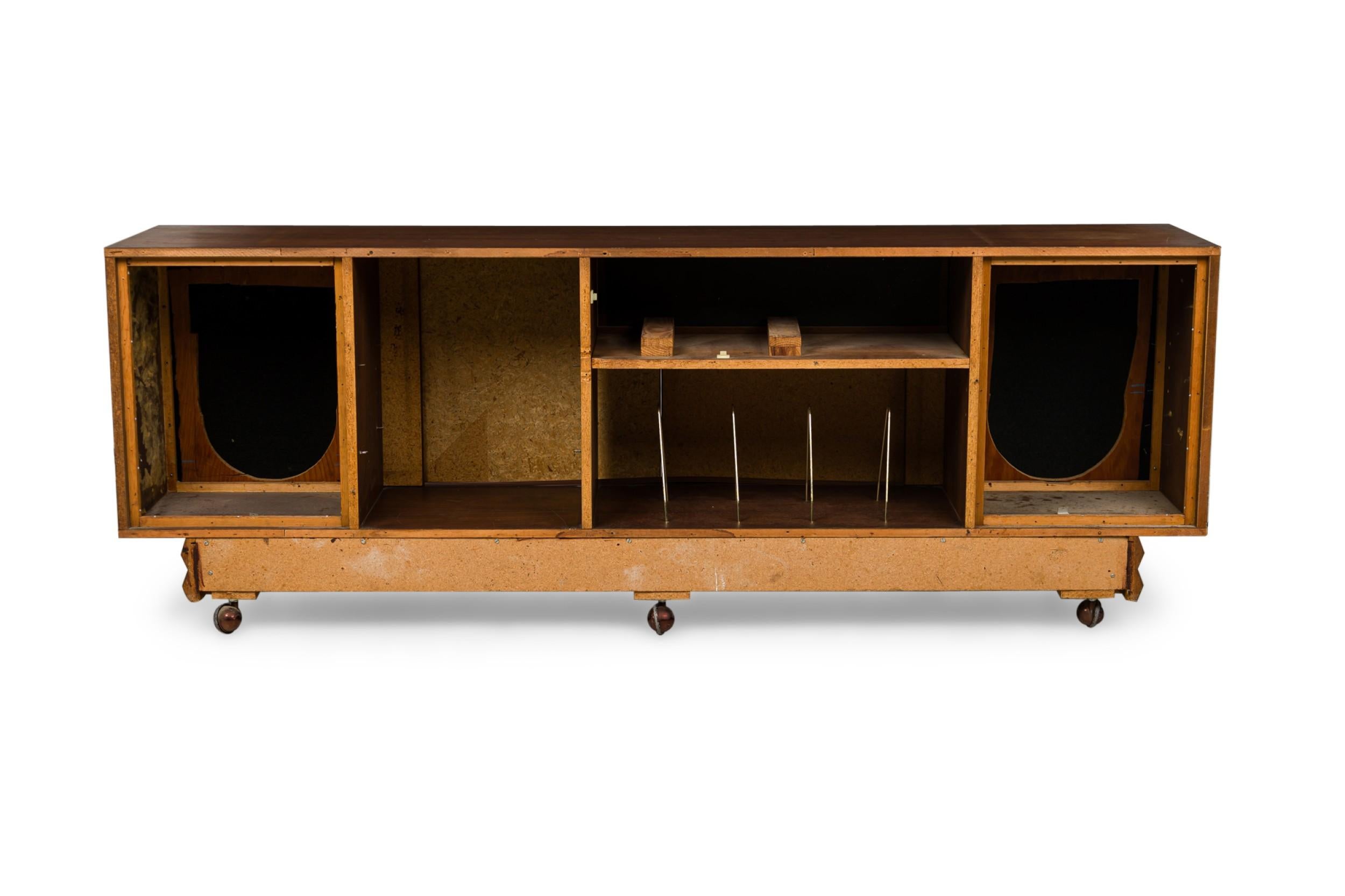 20th Century French Mid-Century Dark Walnut Four-Door Credenza Style of Maxime Old For Sale