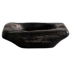 French Mid Century Decorative Large Wooden Ebony Bowl by Odile Noll, 1970s