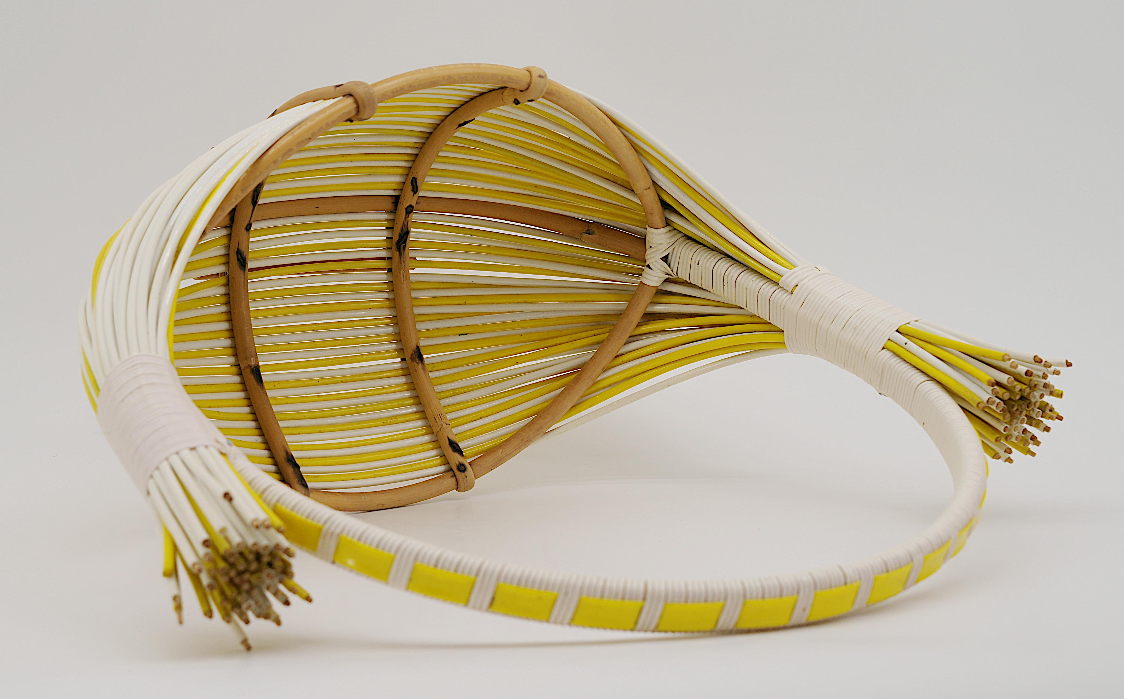 French Mid-century Decorative Rattan Basket, 1950s 3