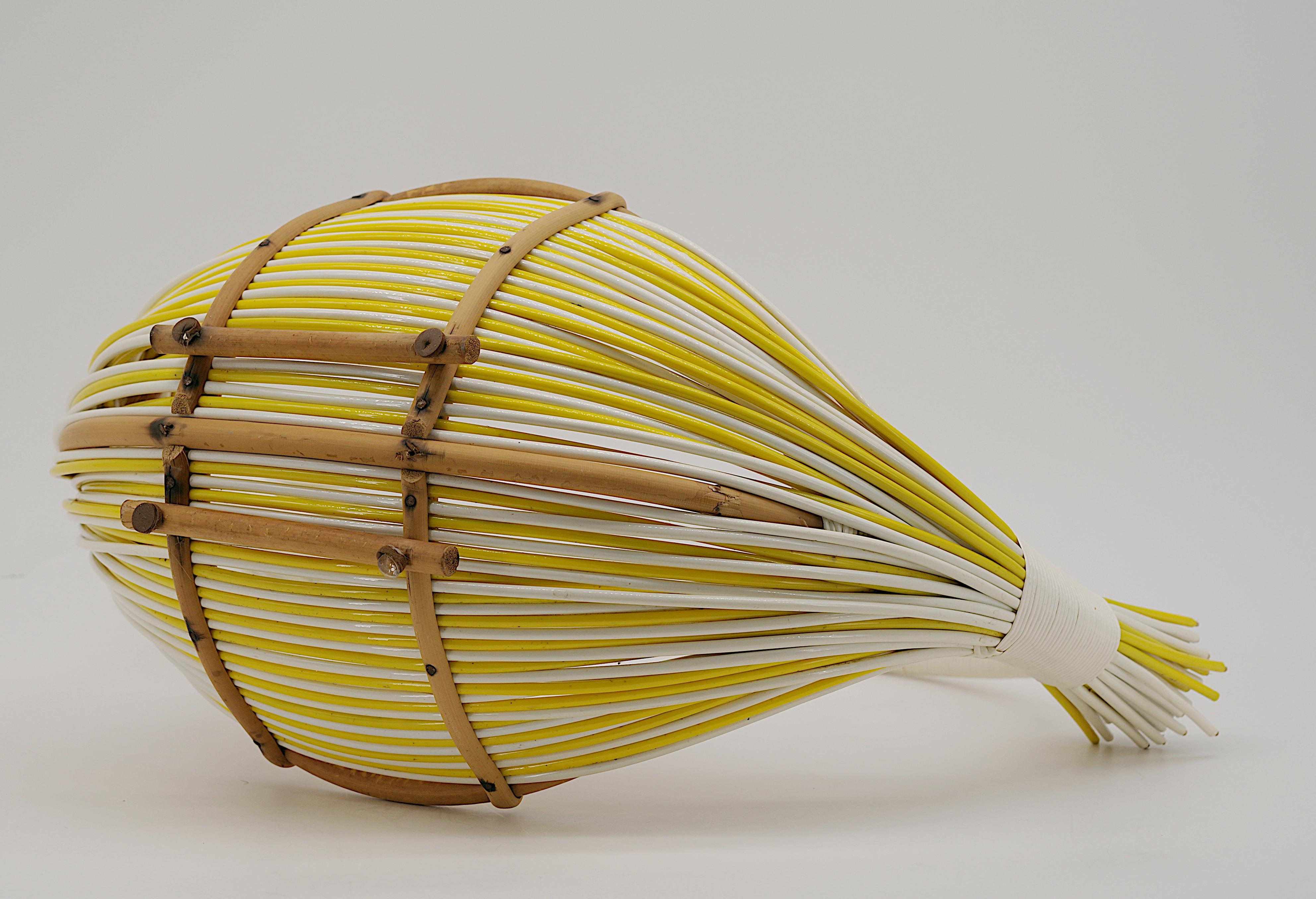 French Mid-century Decorative Rattan Basket, 1950s 4