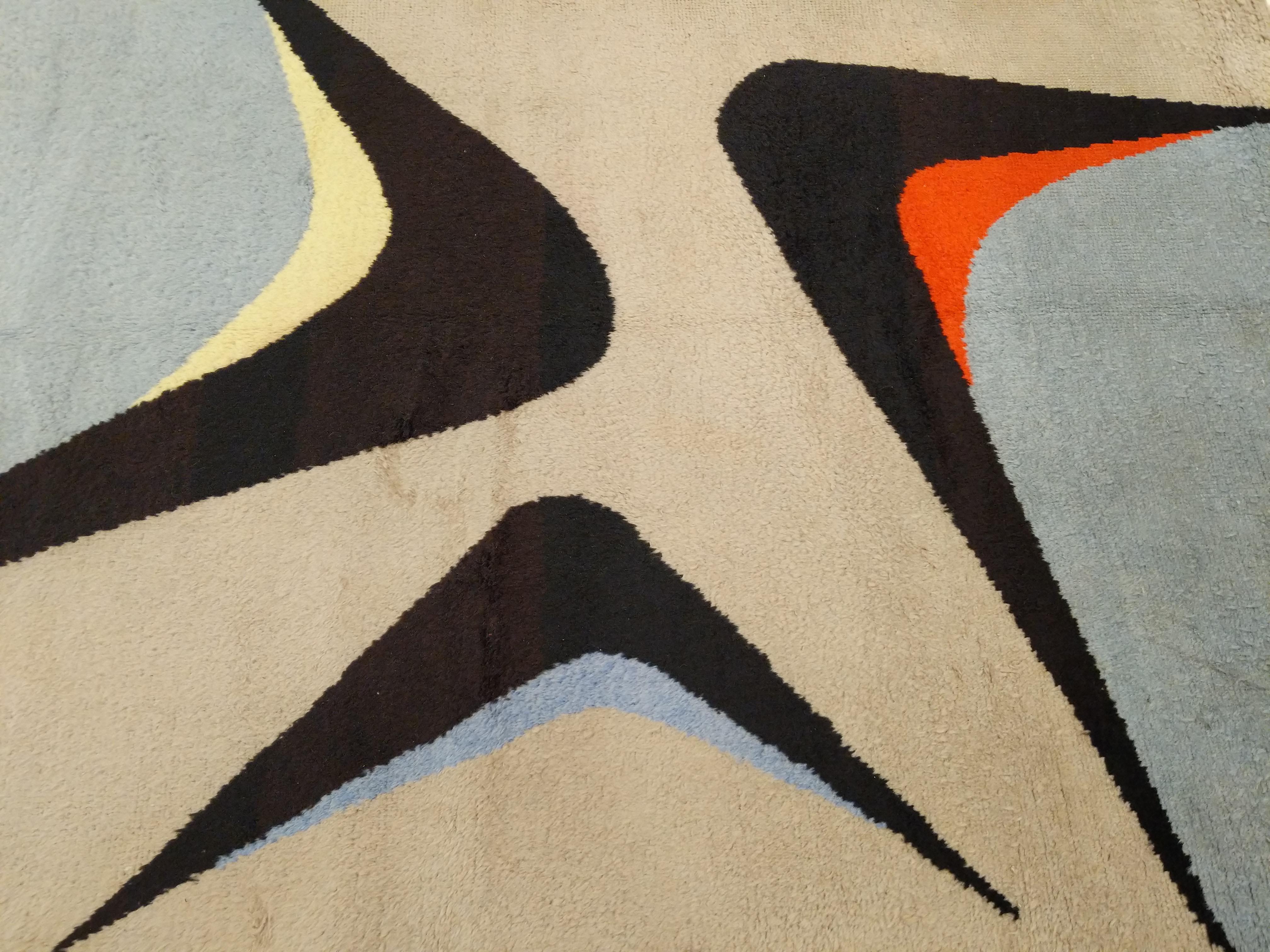 French Midcentury Design Rug by Jacques Borker For Sale 1
