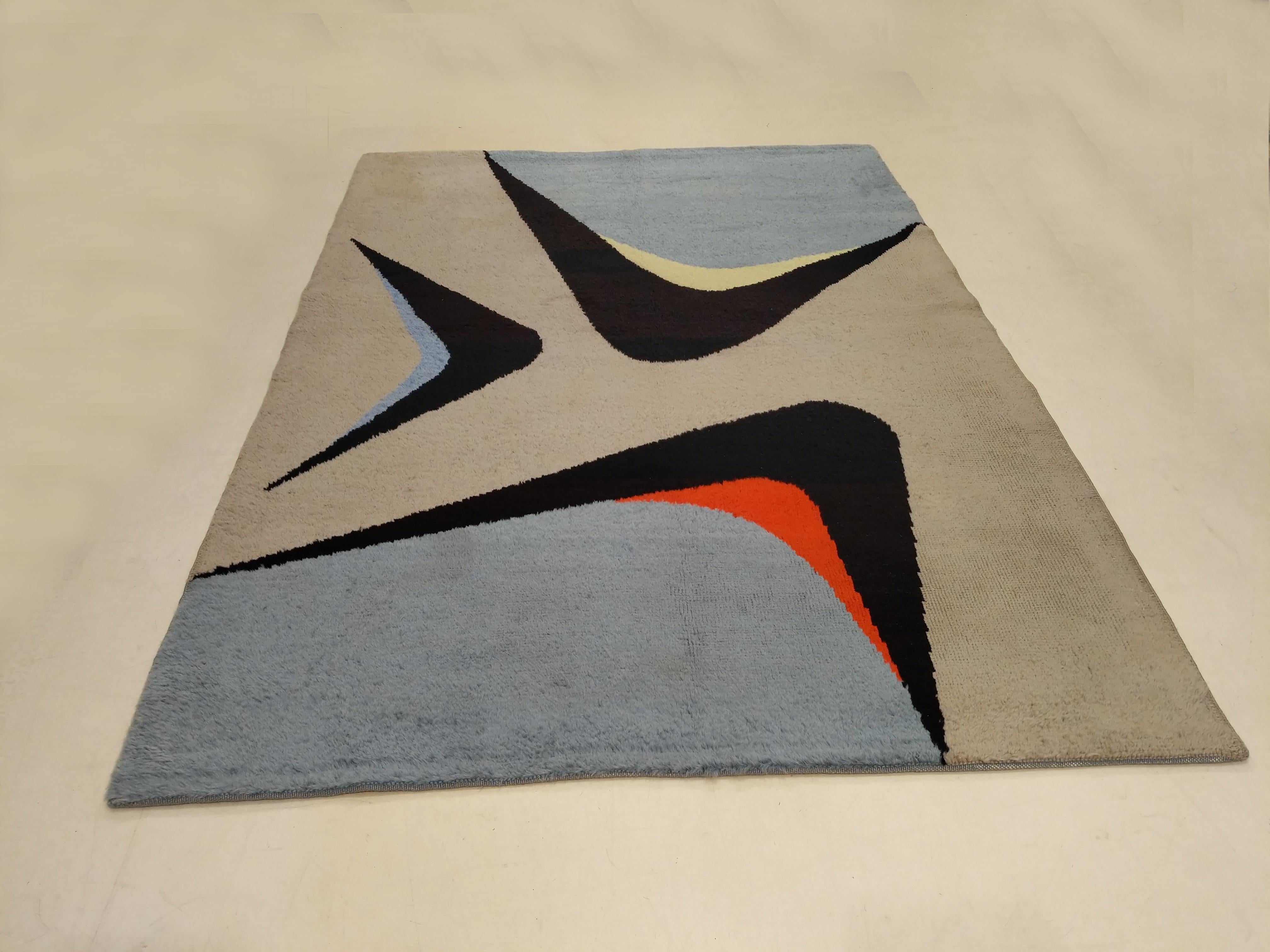 French Midcentury Design Rug by Jacques Borker For Sale 1