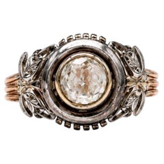 French Mid-Century Diamond Ring, circa 1950–1970, 0.60-carat diamond, two-tone G