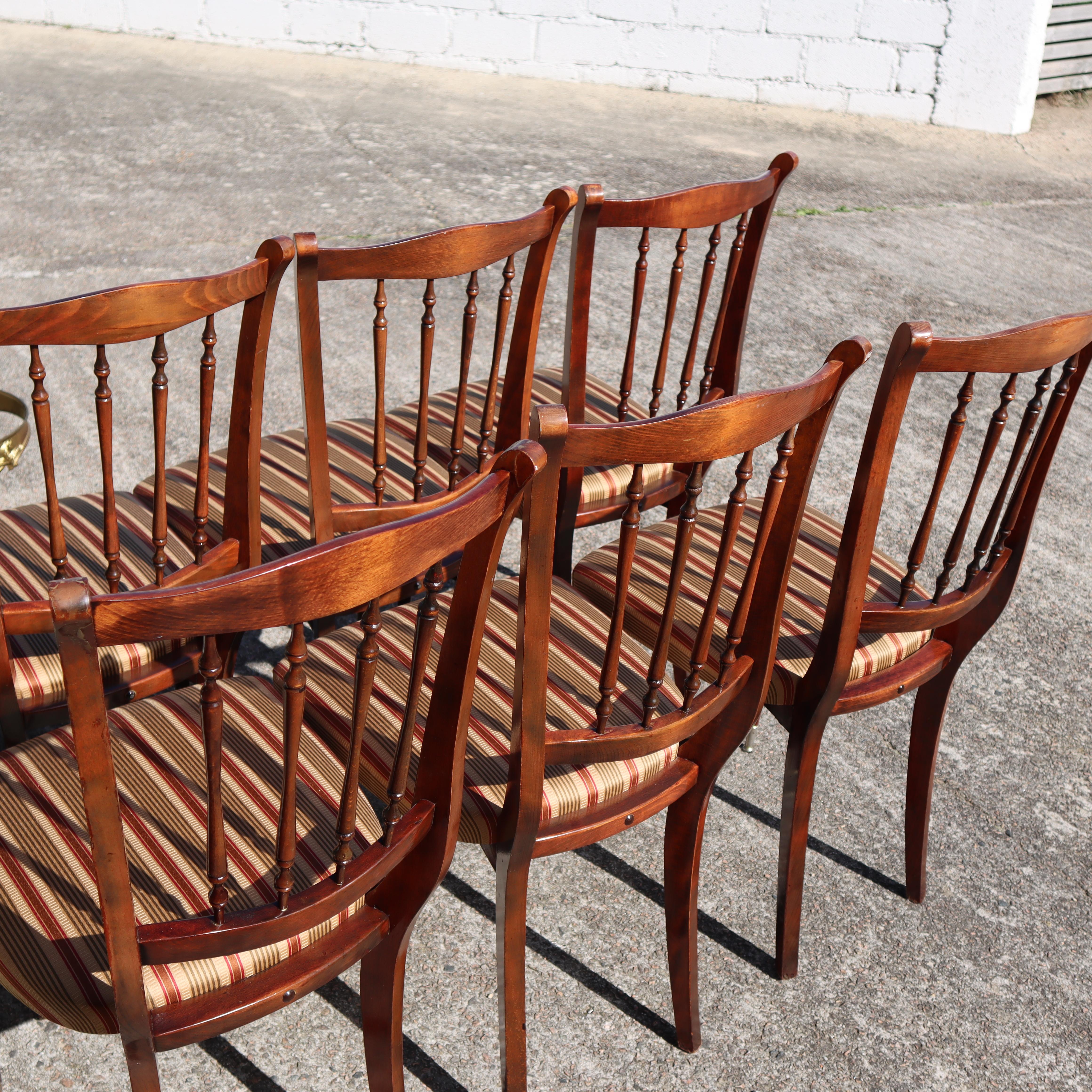 French Mid-Century Dining Chairs-Set of 6 upholstered Mahogany Dining Chairs-60s 6