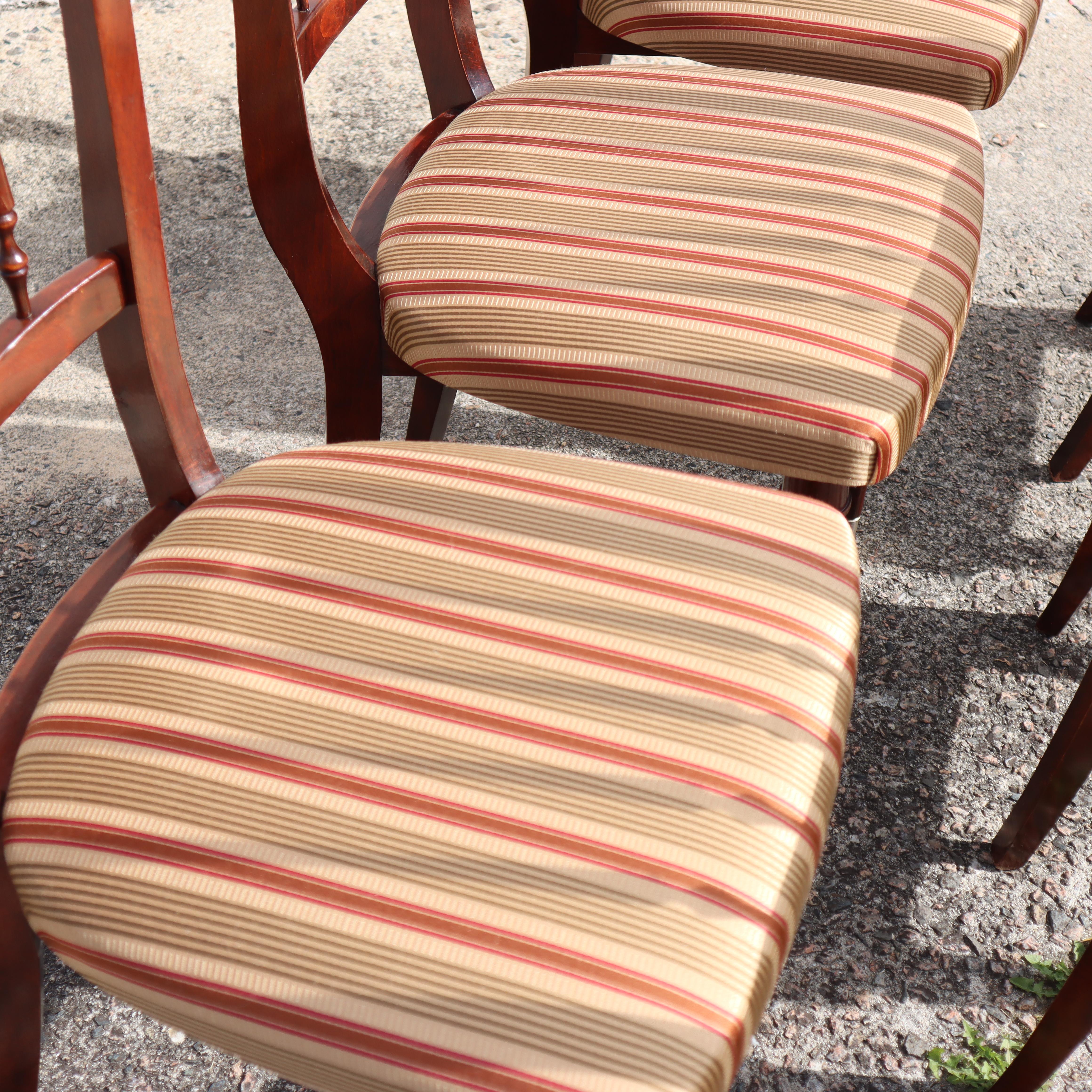 Fabric French Mid-Century Dining Chairs-Set of 6 upholstered Mahogany Dining Chairs-60s
