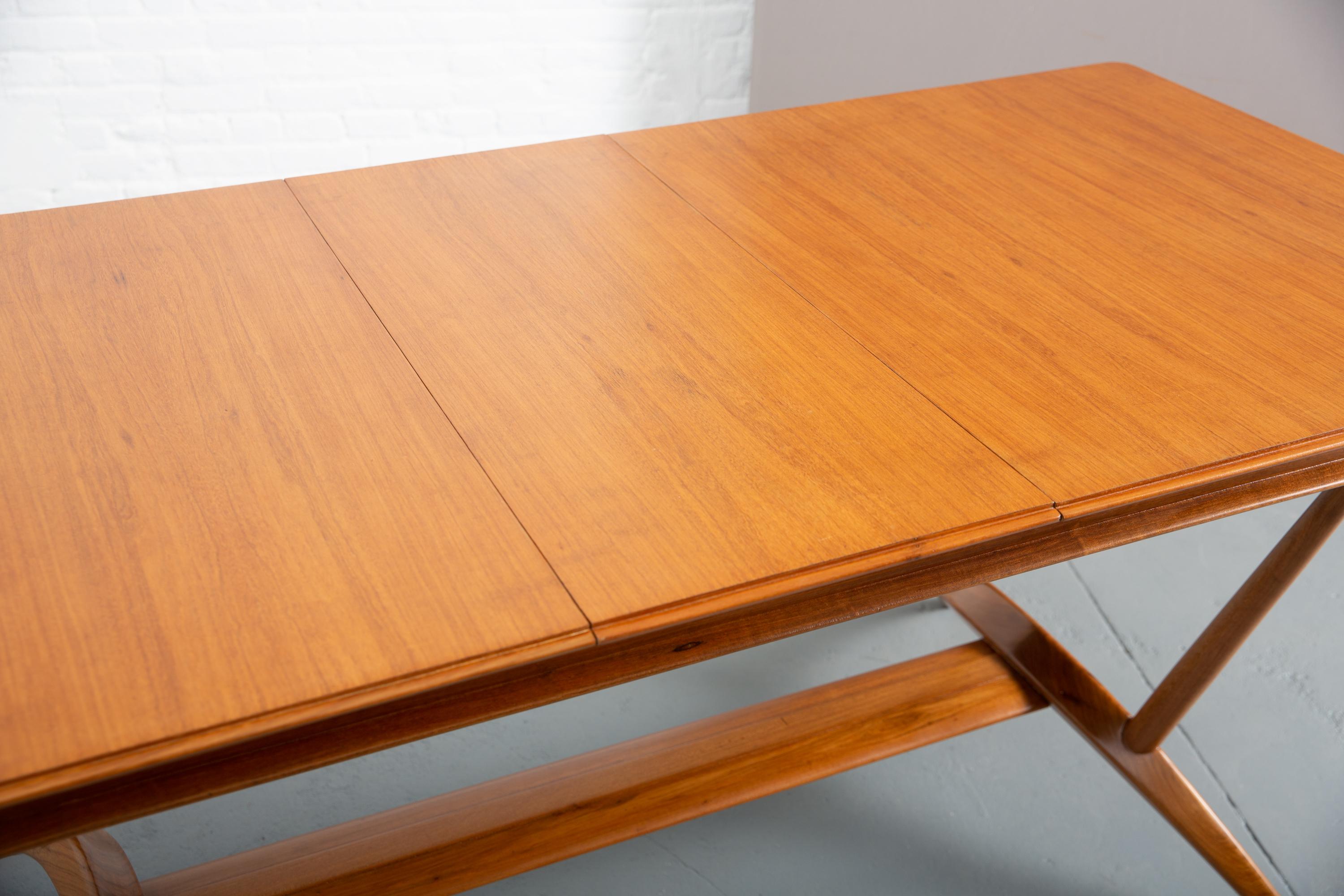 French Mid-Century Dining Table/Desk with Leaf For Sale 11