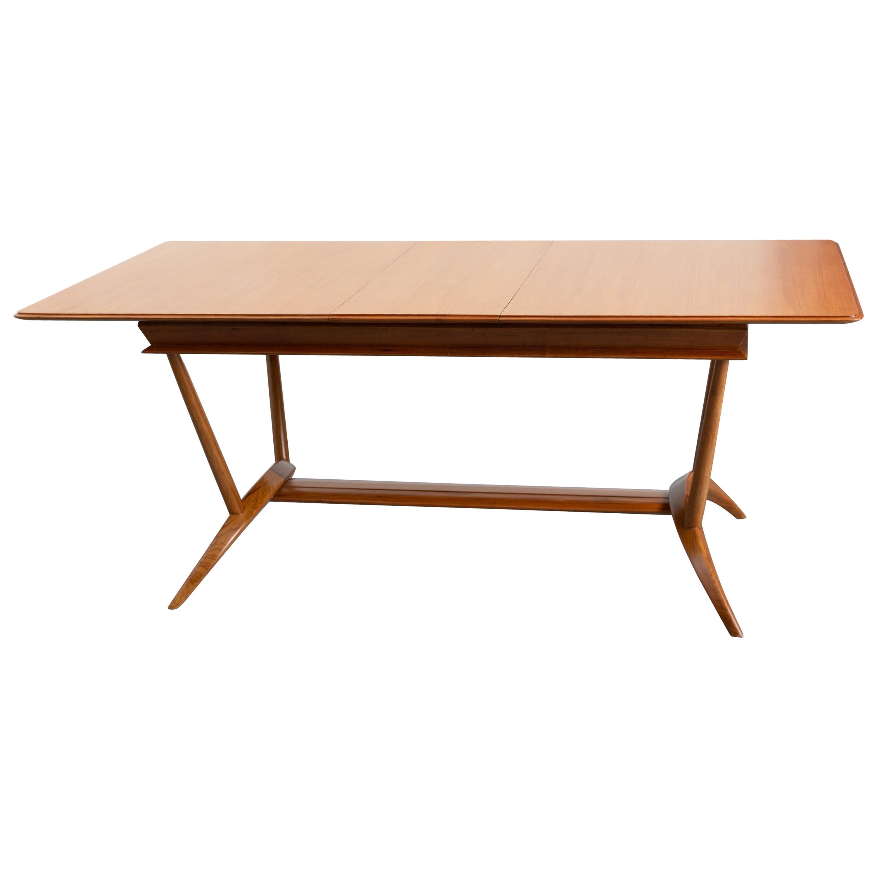 French Mid-Century Dining Table/Desk with Leaf For Sale