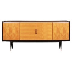 French Mid Century Ebonized Buffet with Birch