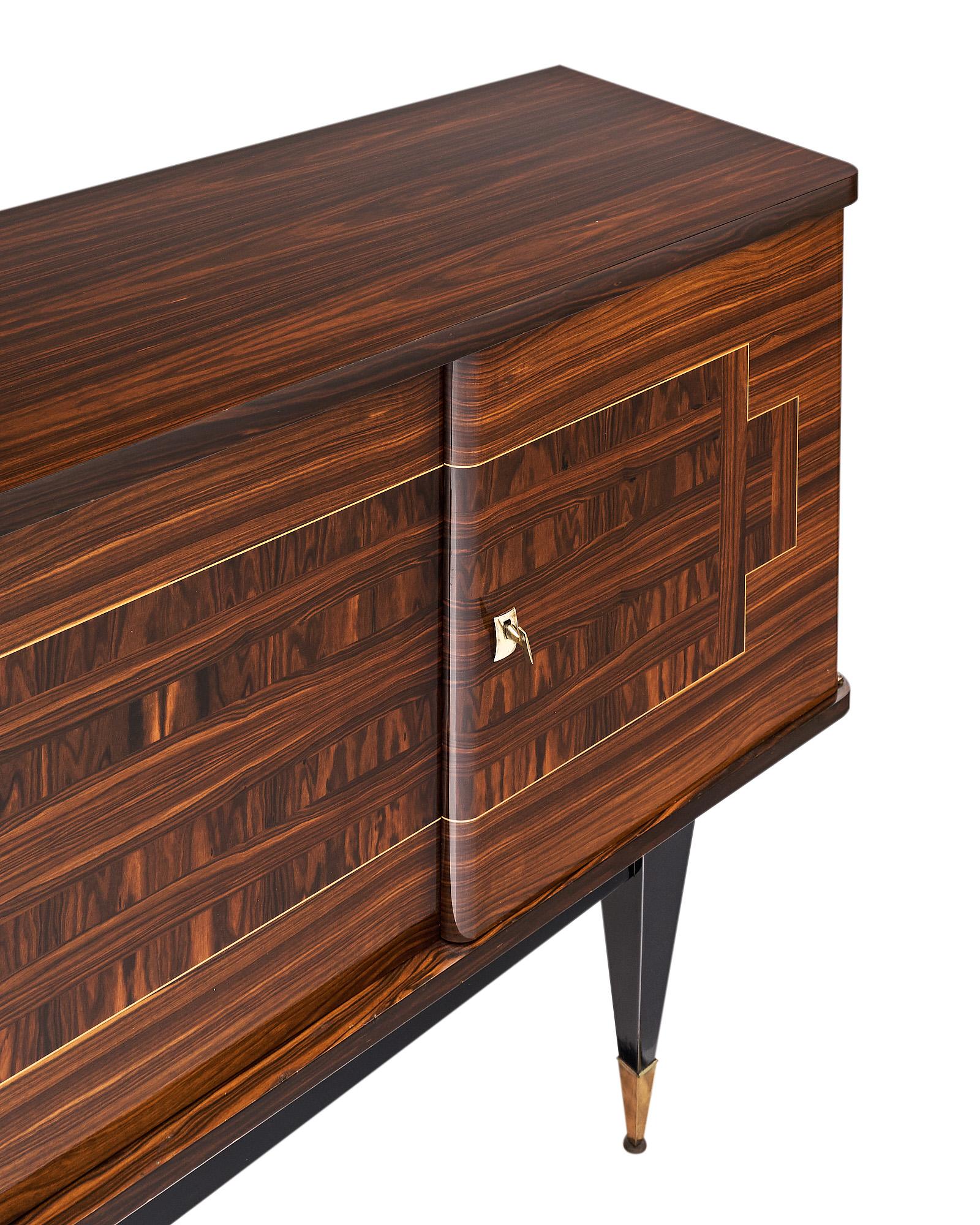 French Mid-Century Ebony of Macassar Buffet In Good Condition In Austin, TX