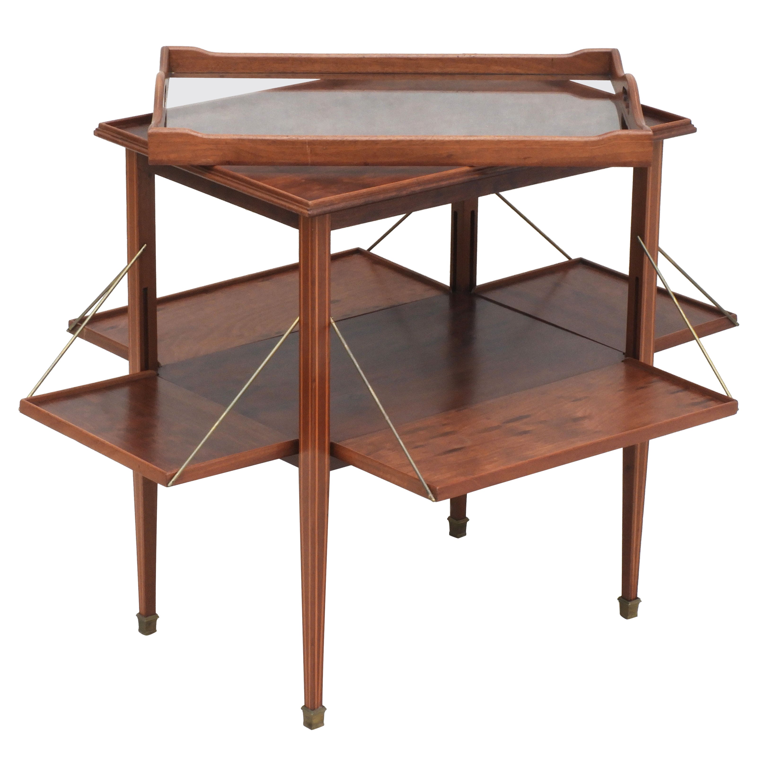French Mid Century Expandable Bar or Serving Table with Removeable Tray C1950s For Sale
