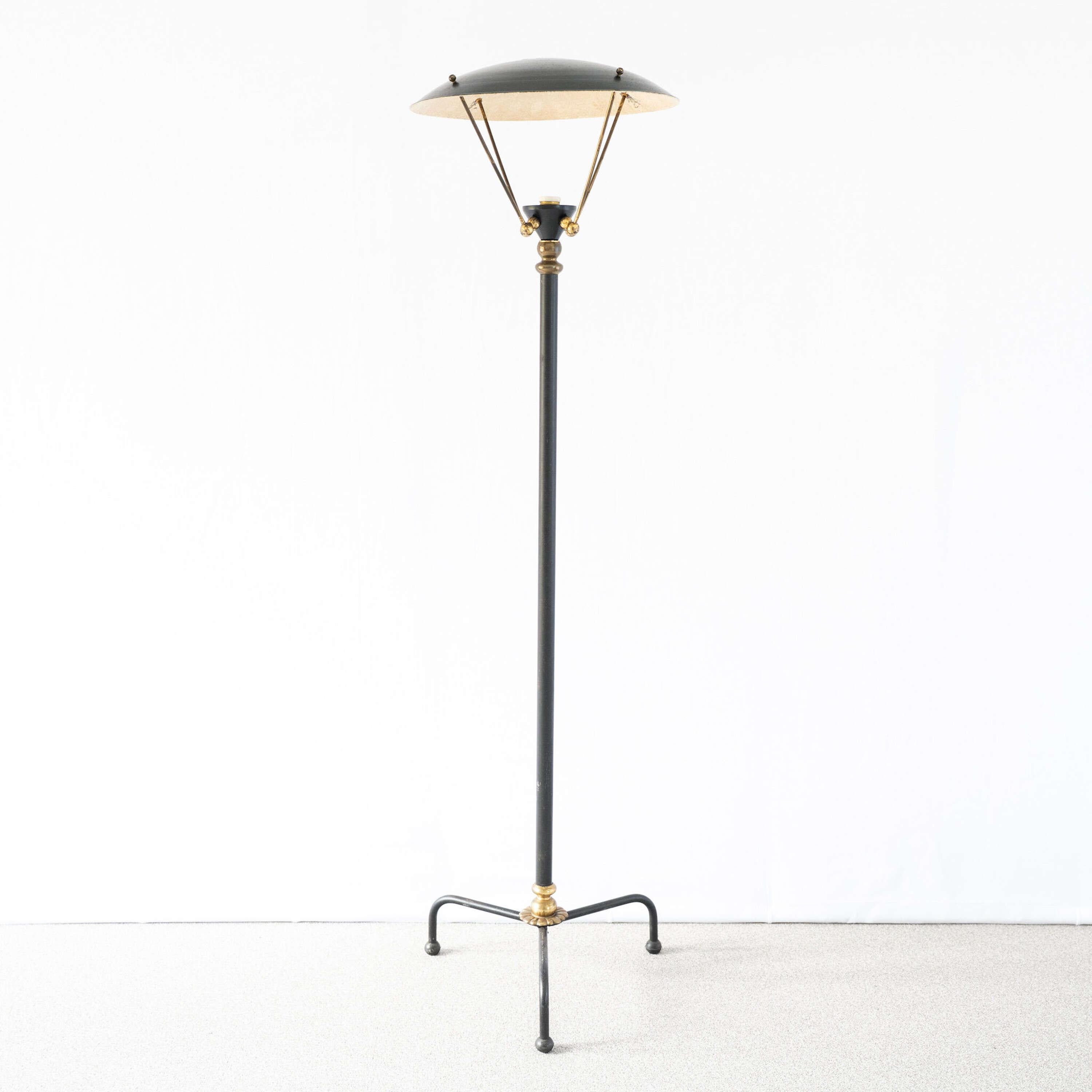 Metal French Mid Century Floor Lamp For Sale