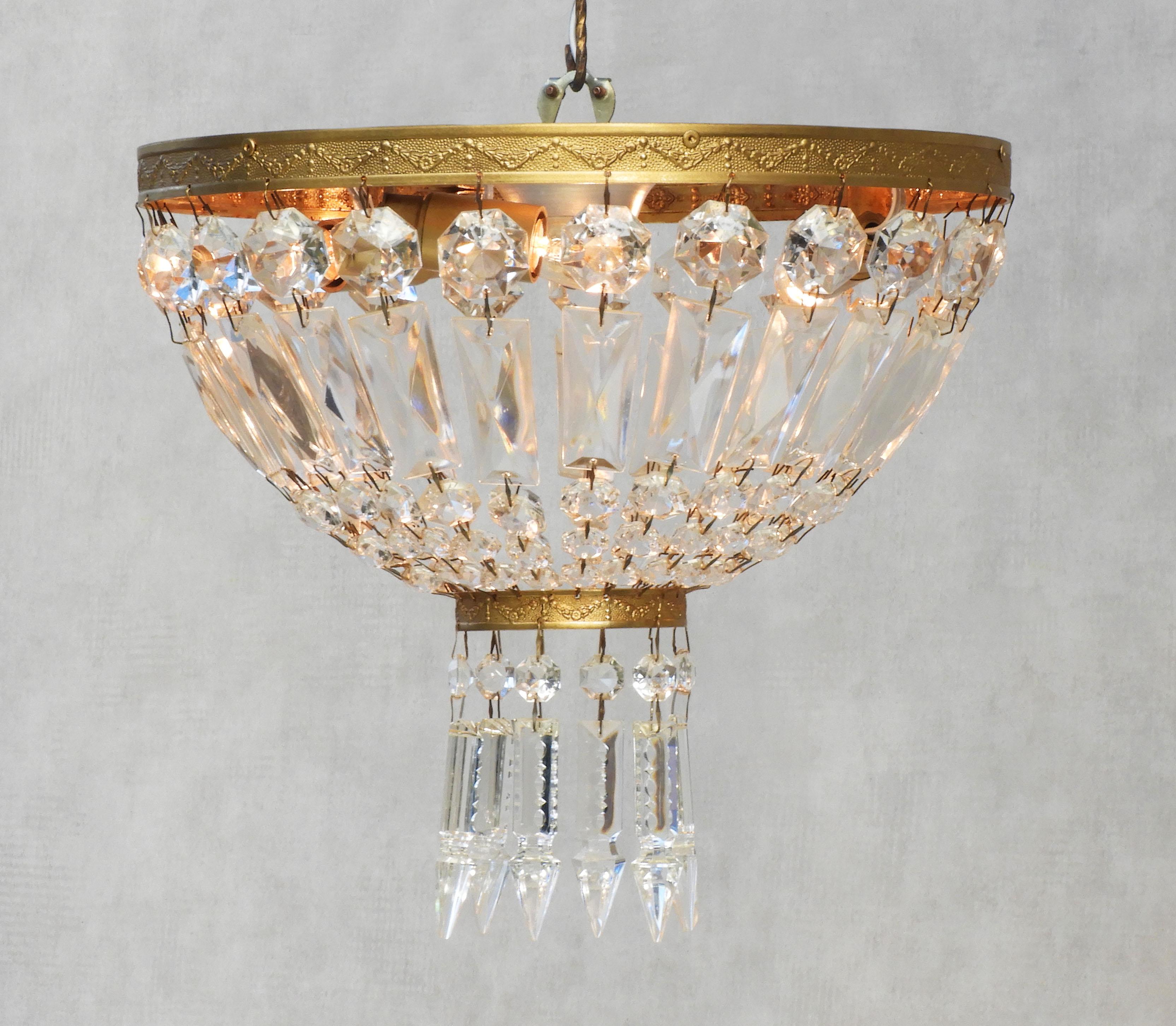 French Midcentury Flush Mount Chandelier, circa 1960 In Good Condition In Trensacq, FR