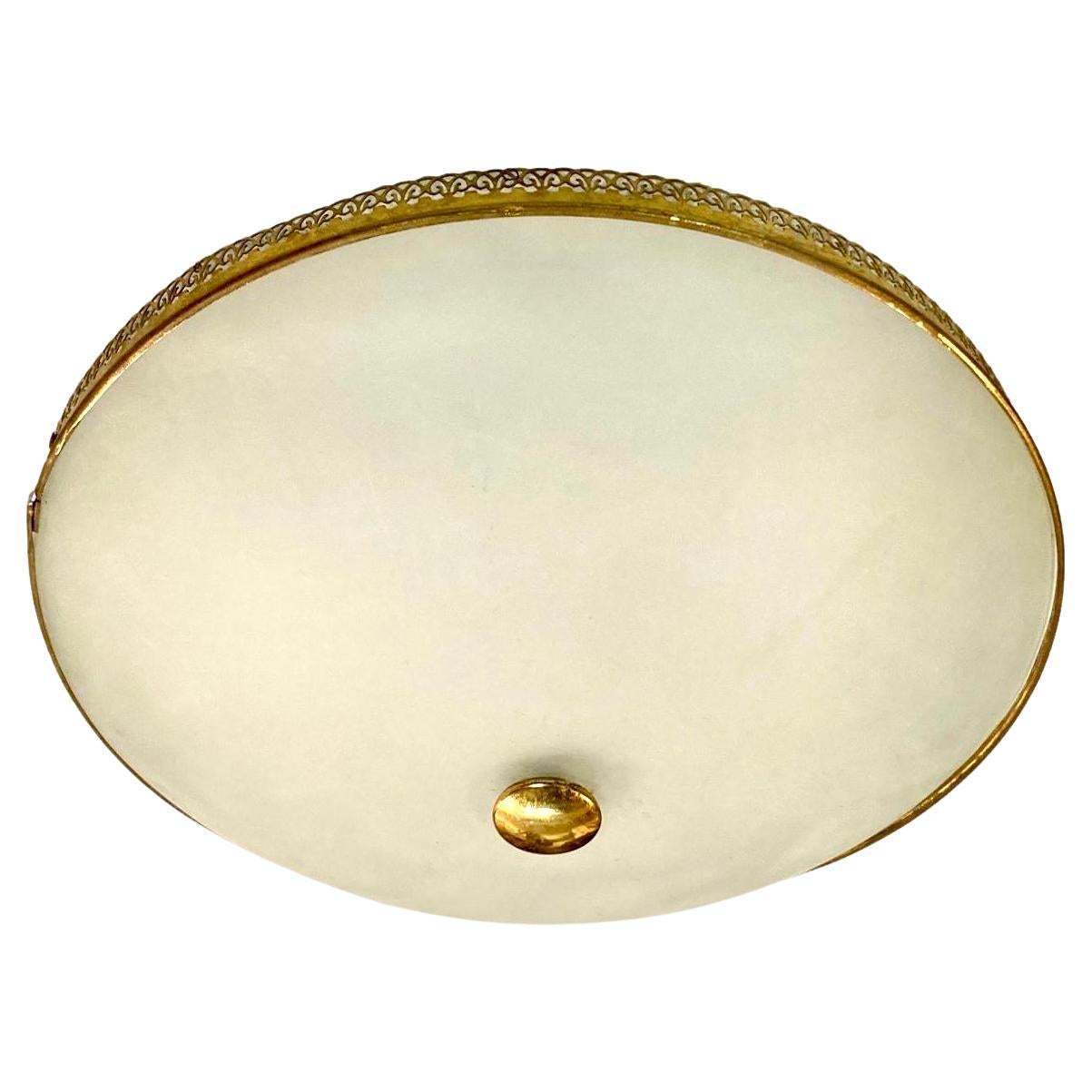 French Mid Century Flush Mount Fixture For Sale