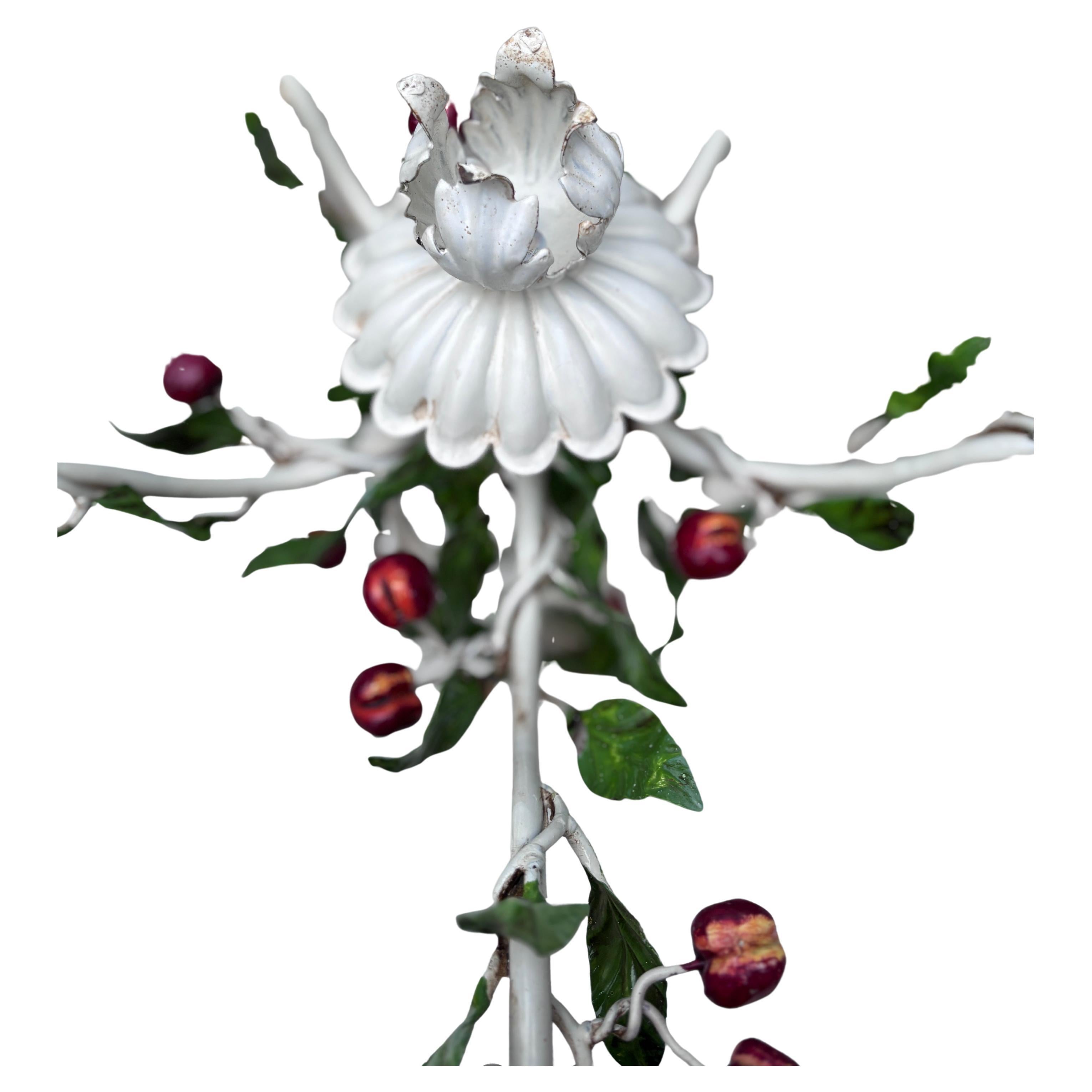 Mid-Century Modern French Mid-Century French Cherries Tole Chandelier For Sale