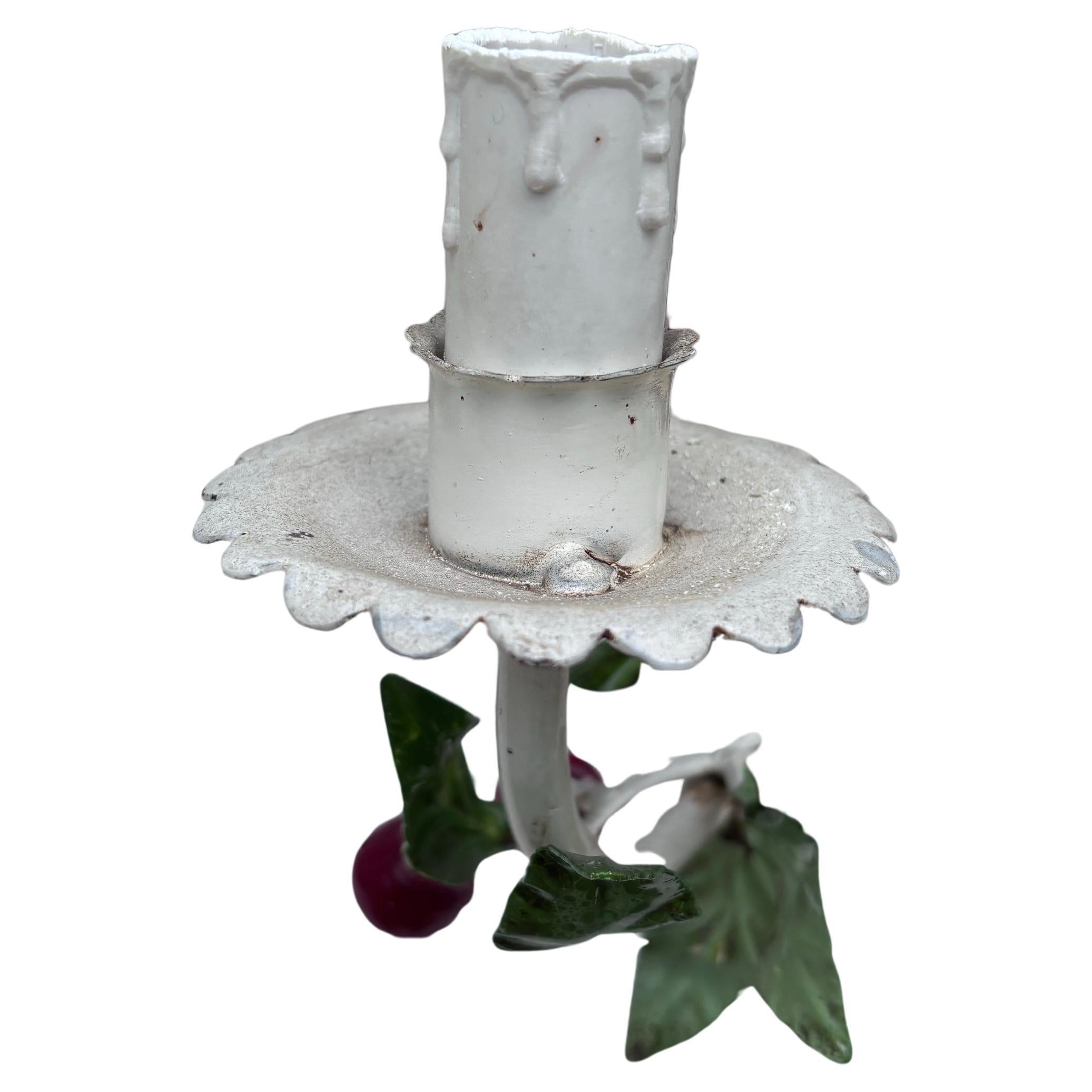 French Mid-Century French Cherries Tole Chandelier In Good Condition For Sale In Austin, TX