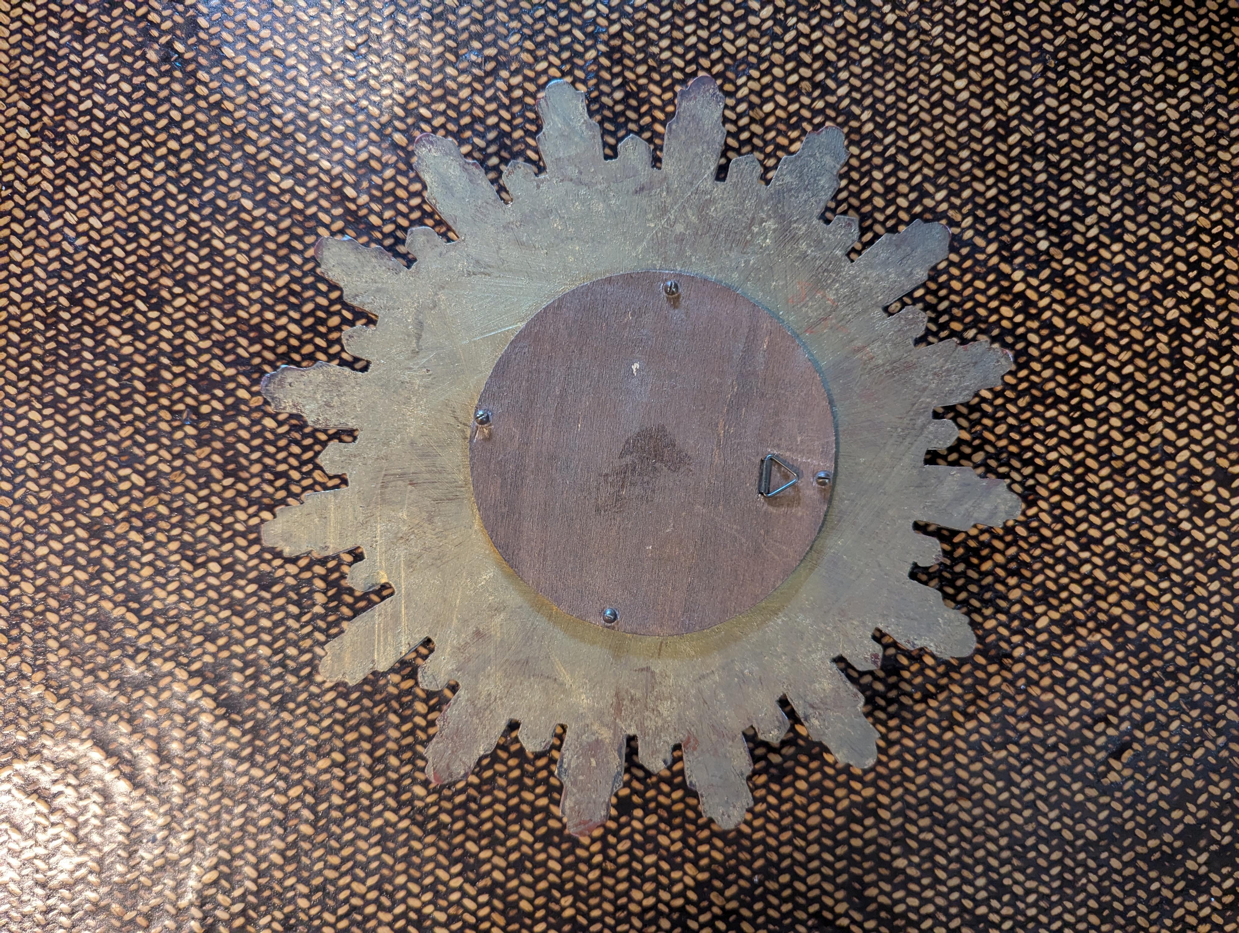 French Mid Century Gilt Convex Sunburst Mirror in vendita 1