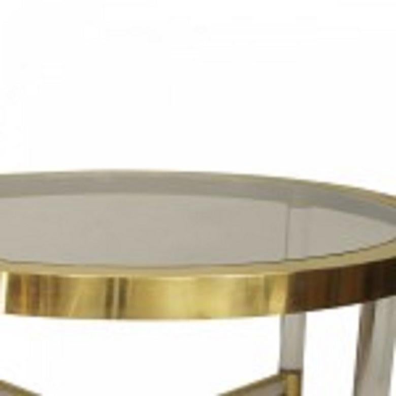 Français Table de salle à manger française du milieu du siècle en verre et laiton en vente