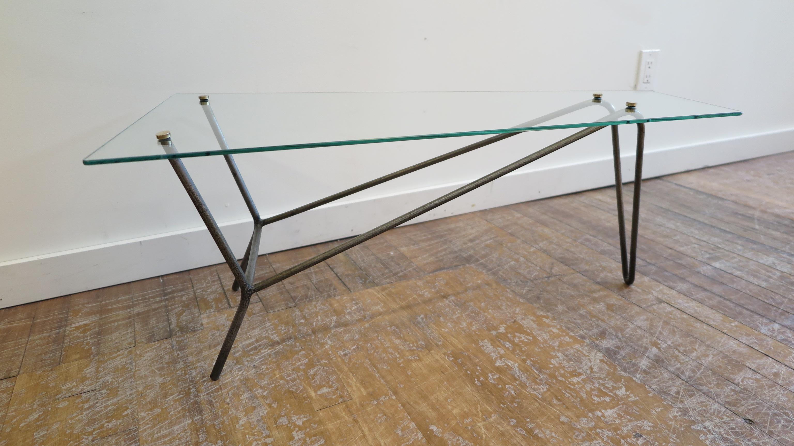 Mid-Century Modern French Midcentury Glass Cocktail Table in the Style of Mathieu Mategot