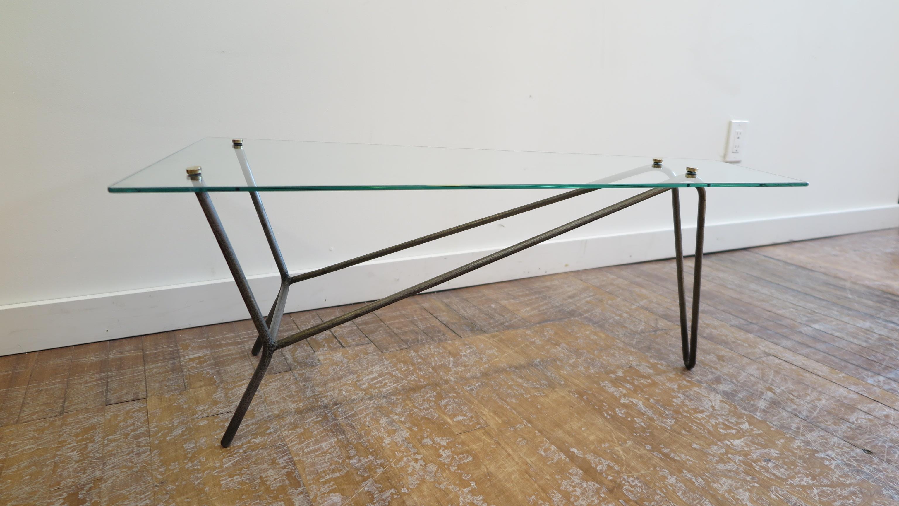 Mid-20th Century French Midcentury Glass Cocktail Table in the Style of Mathieu Mategot