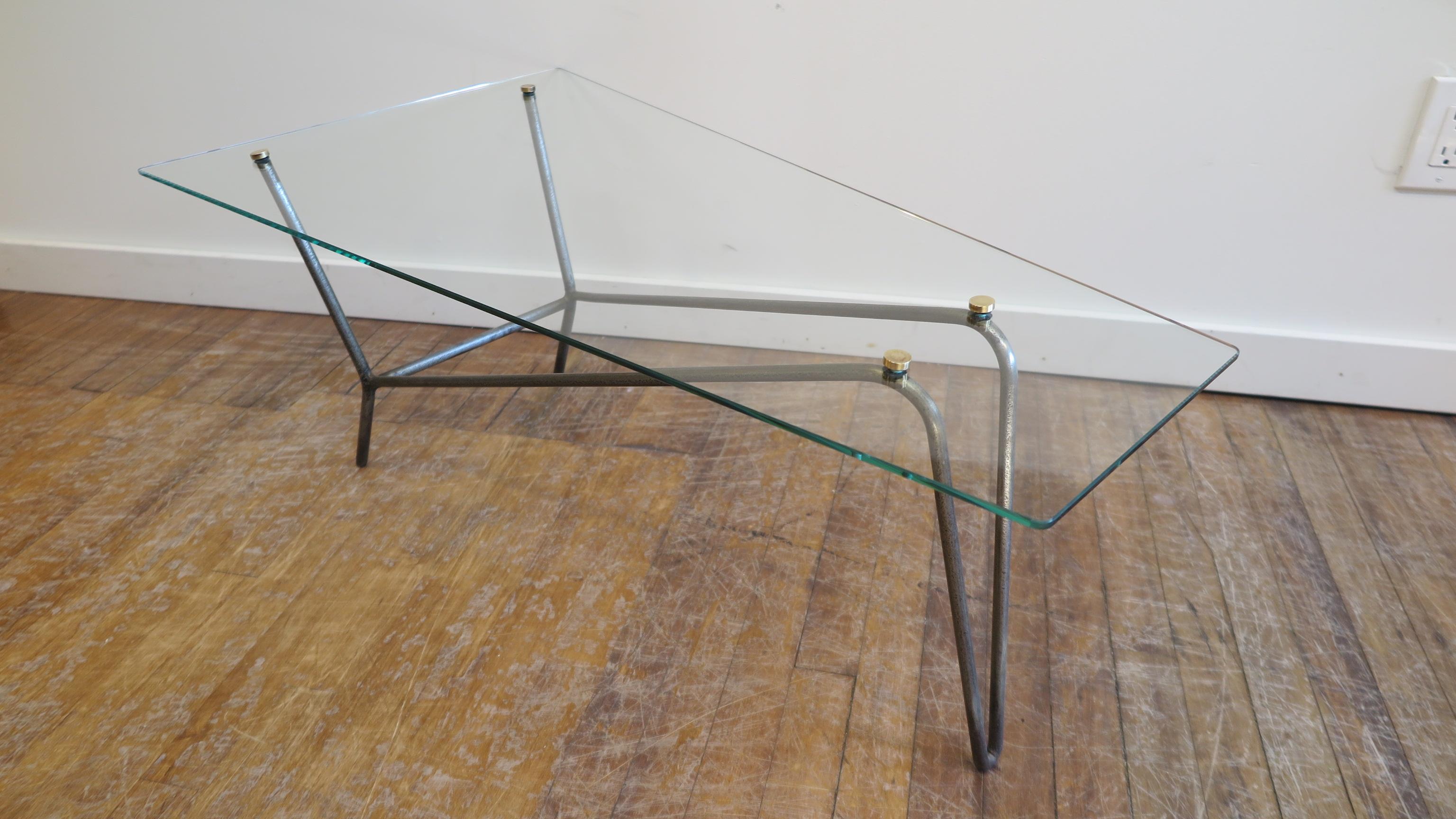 French Midcentury Glass Cocktail Table in the Style of Mathieu Mategot 1
