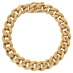 French Mid-Century gold, bevelled edge, curblink bracelet