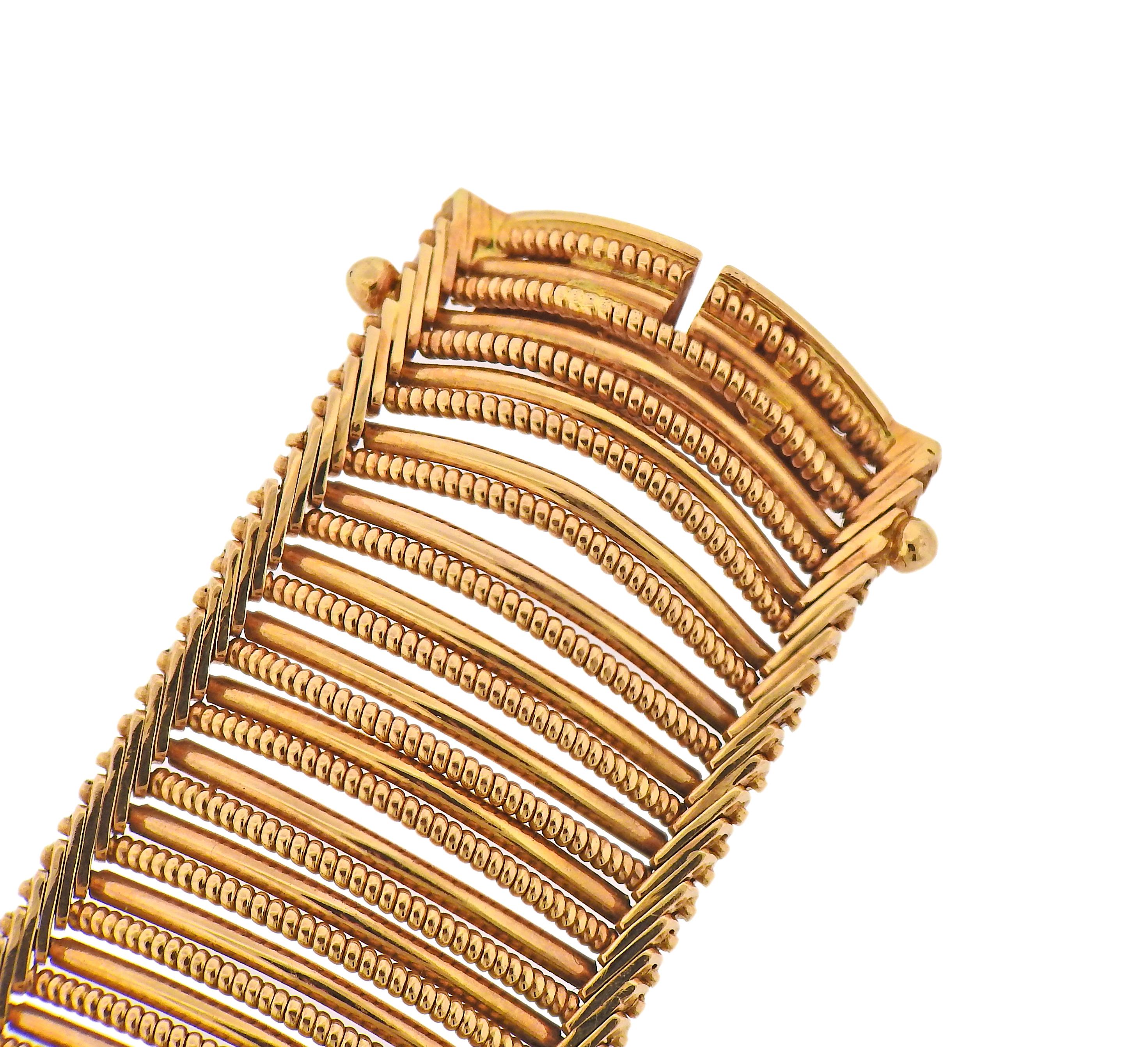 French Midcentury Gold Bracelet In Excellent Condition For Sale In New York, NY