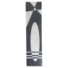French Mid-Century Graphic Mirror in Anthracite-Silver by Jacques Hitier, 1960s
