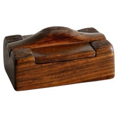 French Mid Century Hand Carved Wooden Box with Lid by Alexandre Noll, 1950s