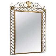 French Mid-Century Hand Gilt Wrought Iron Mirror, Gilbert Poillerat, 1945