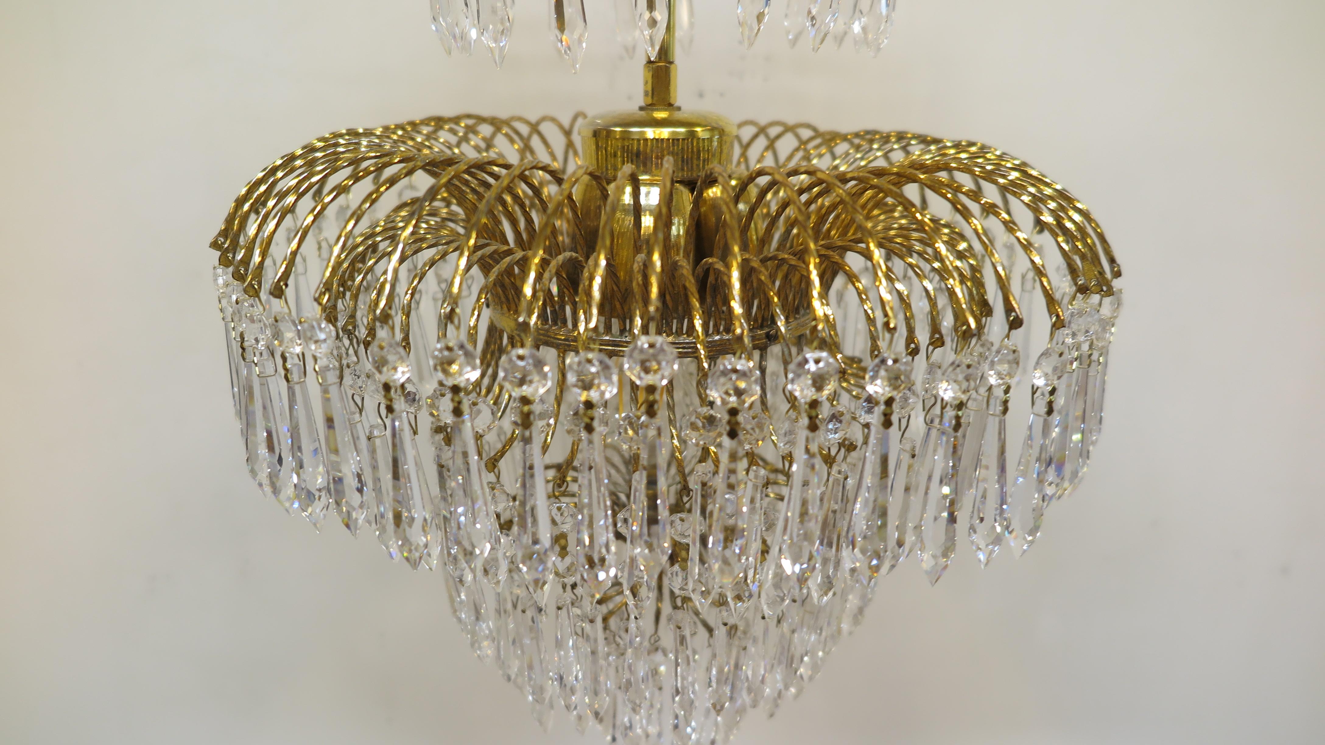 Mid-Century Modern French Mid Century Hollywood Regency Waterfall Chandelier For Sale