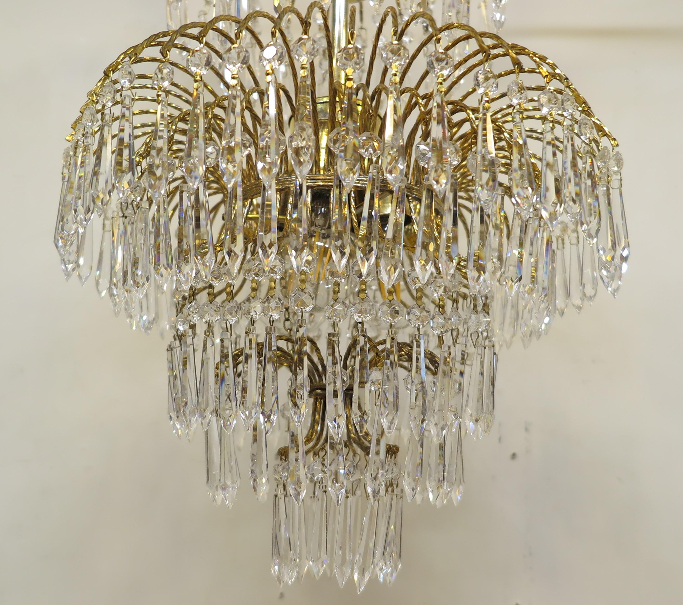 French Mid Century Hollywood Regency Waterfall Chandelier For Sale 1