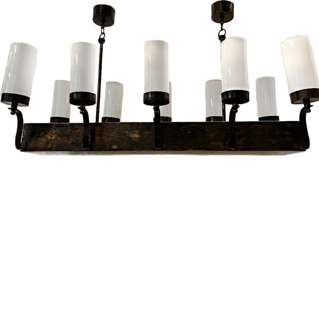 French Midcentury Horizontal Chandelier In Good Condition For Sale In New York, NY