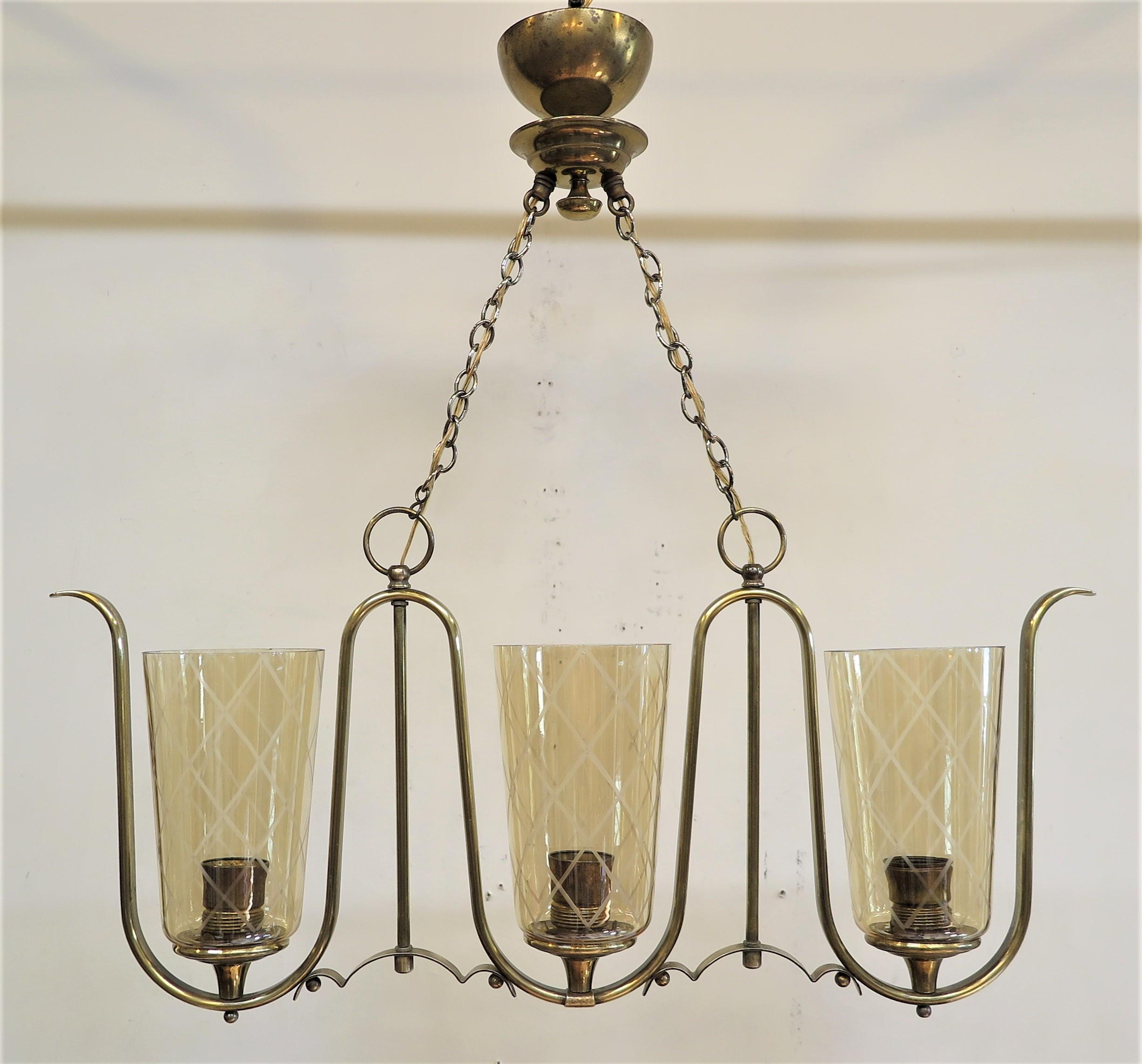 Mid-Century Modern French Mid Century Horizontal Chandelier  For Sale