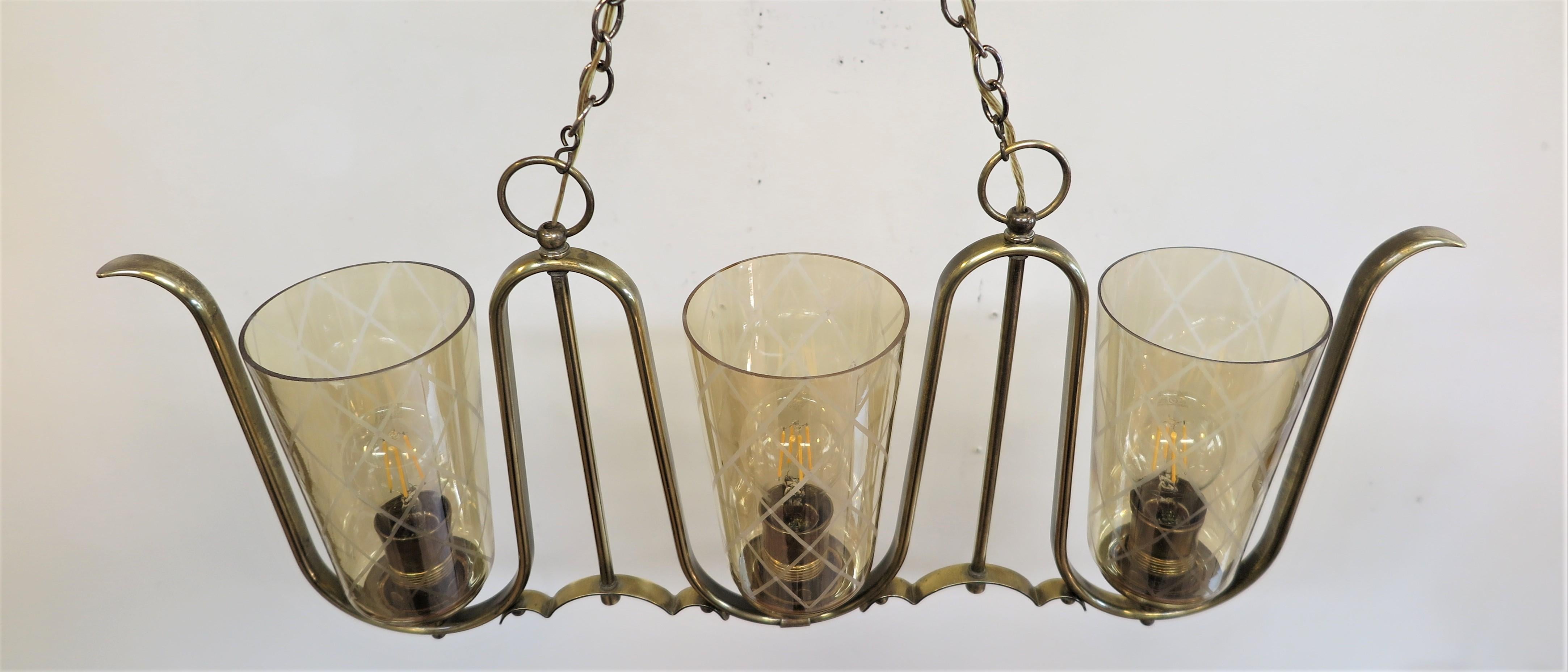 French Mid Century Horizontal Chandelier  For Sale 2